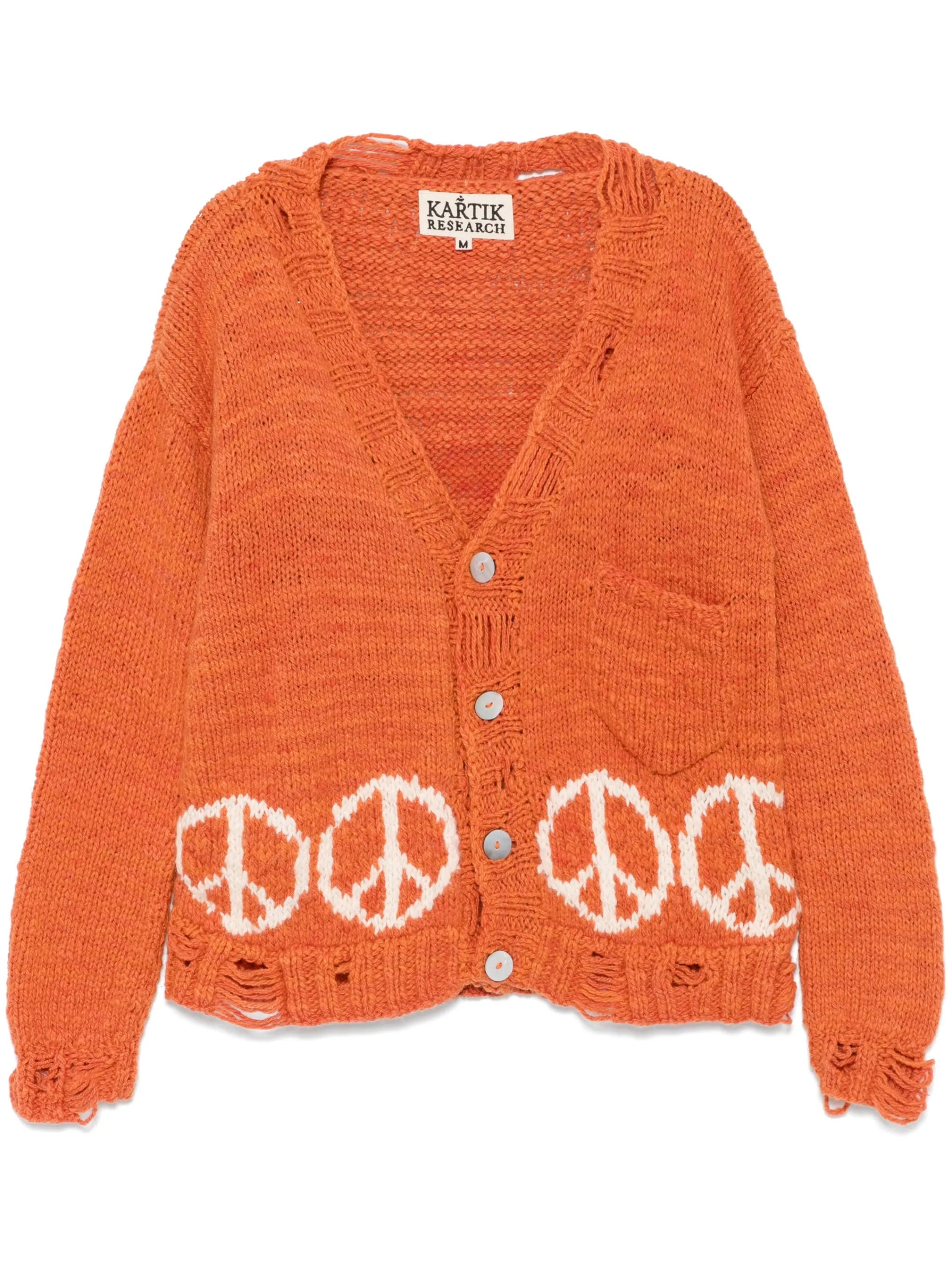 peace sign-intarsia cardigan