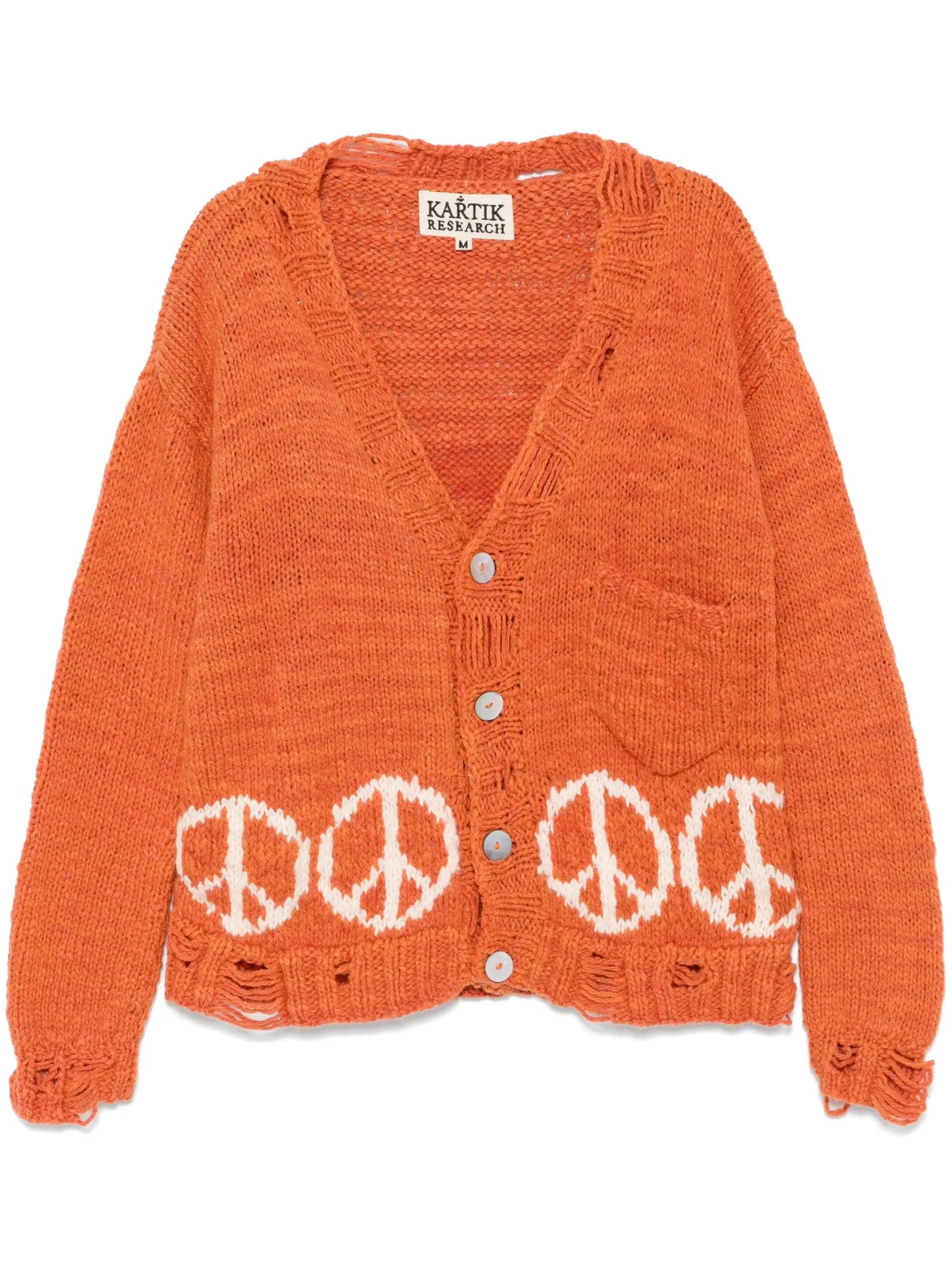 peace sign-intarsia cardigan