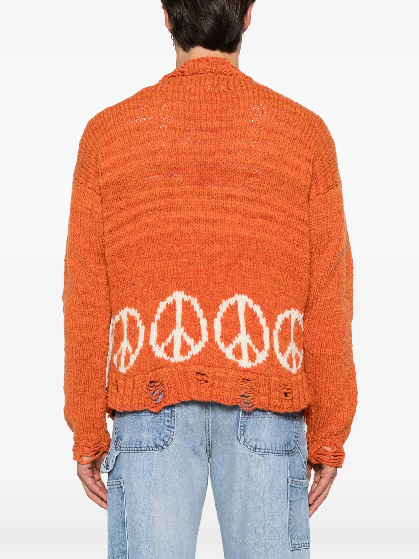 peace sign-intarsia cardigan