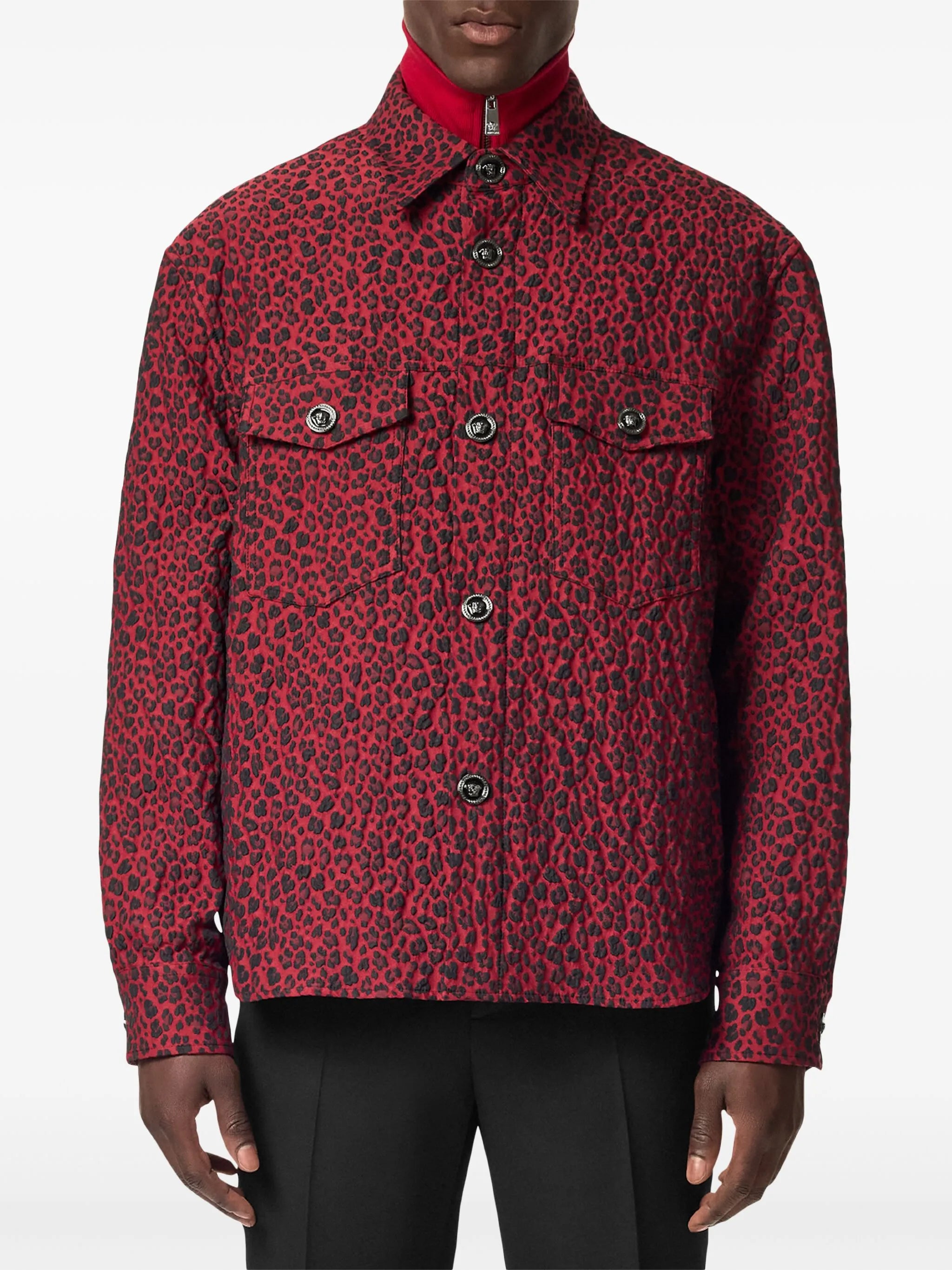 leopard-jacquard jacket
