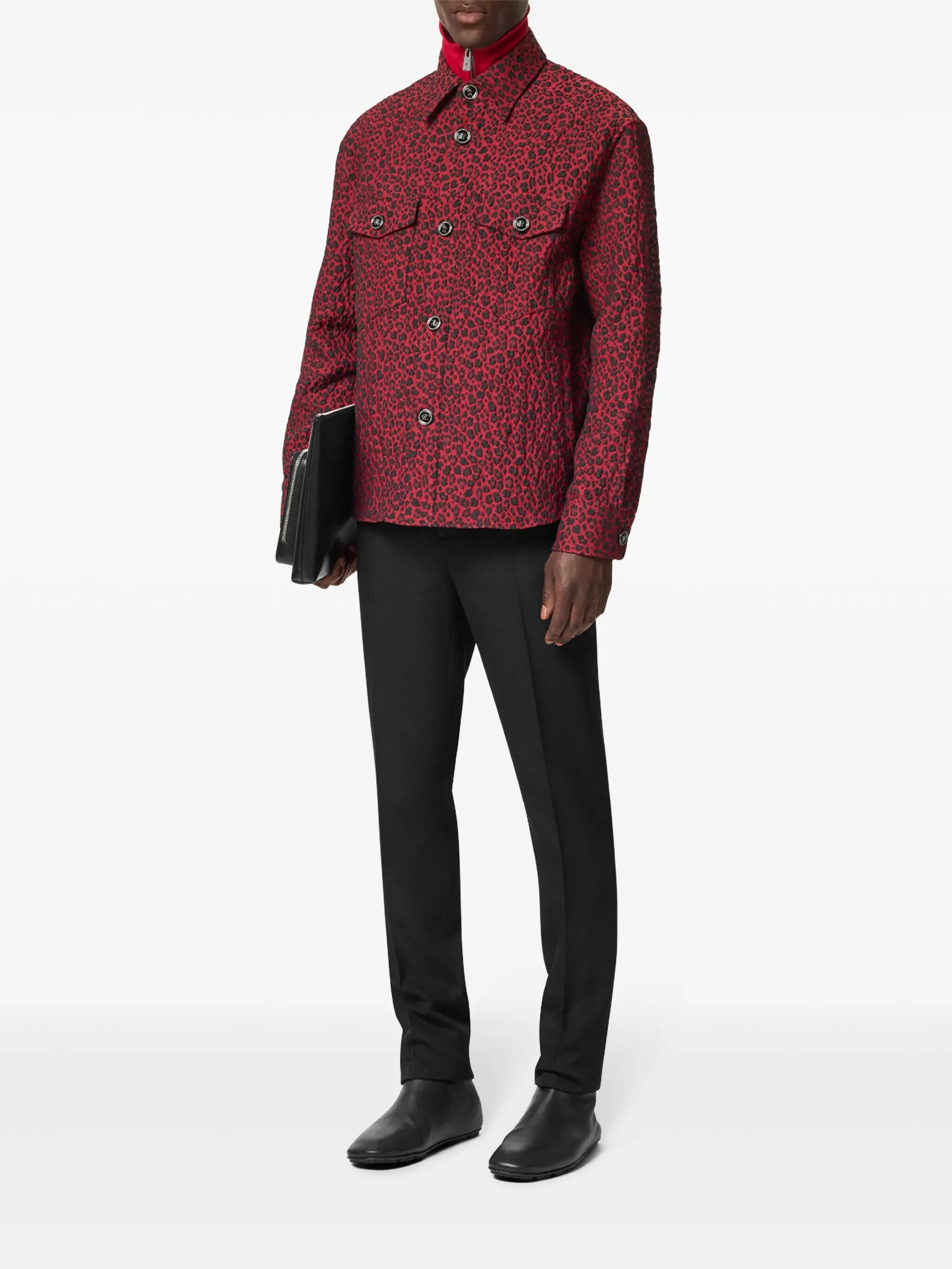leopard-jacquard jacket