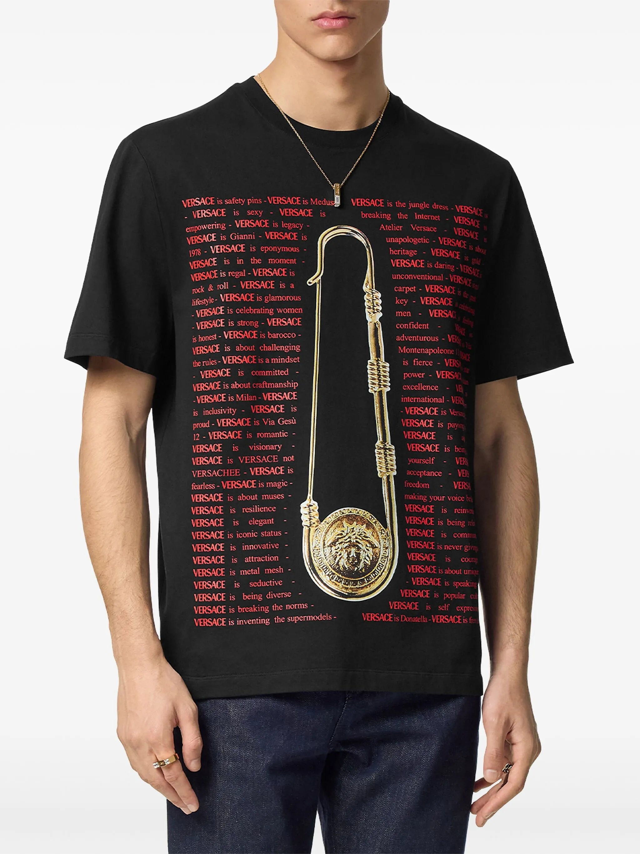 Medusa Safety Pin-print cotton T-shirt