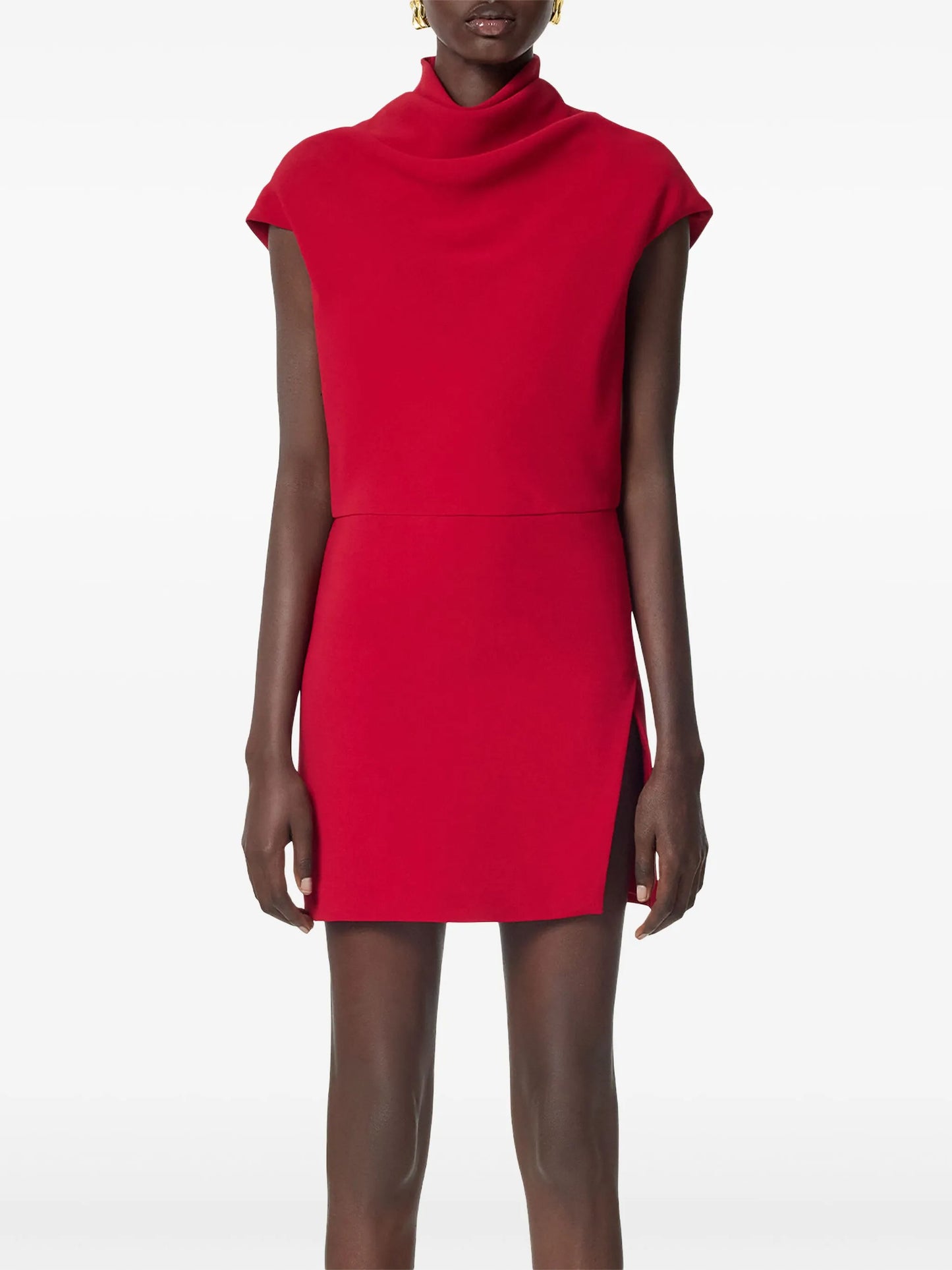 draped front-slit mini dress