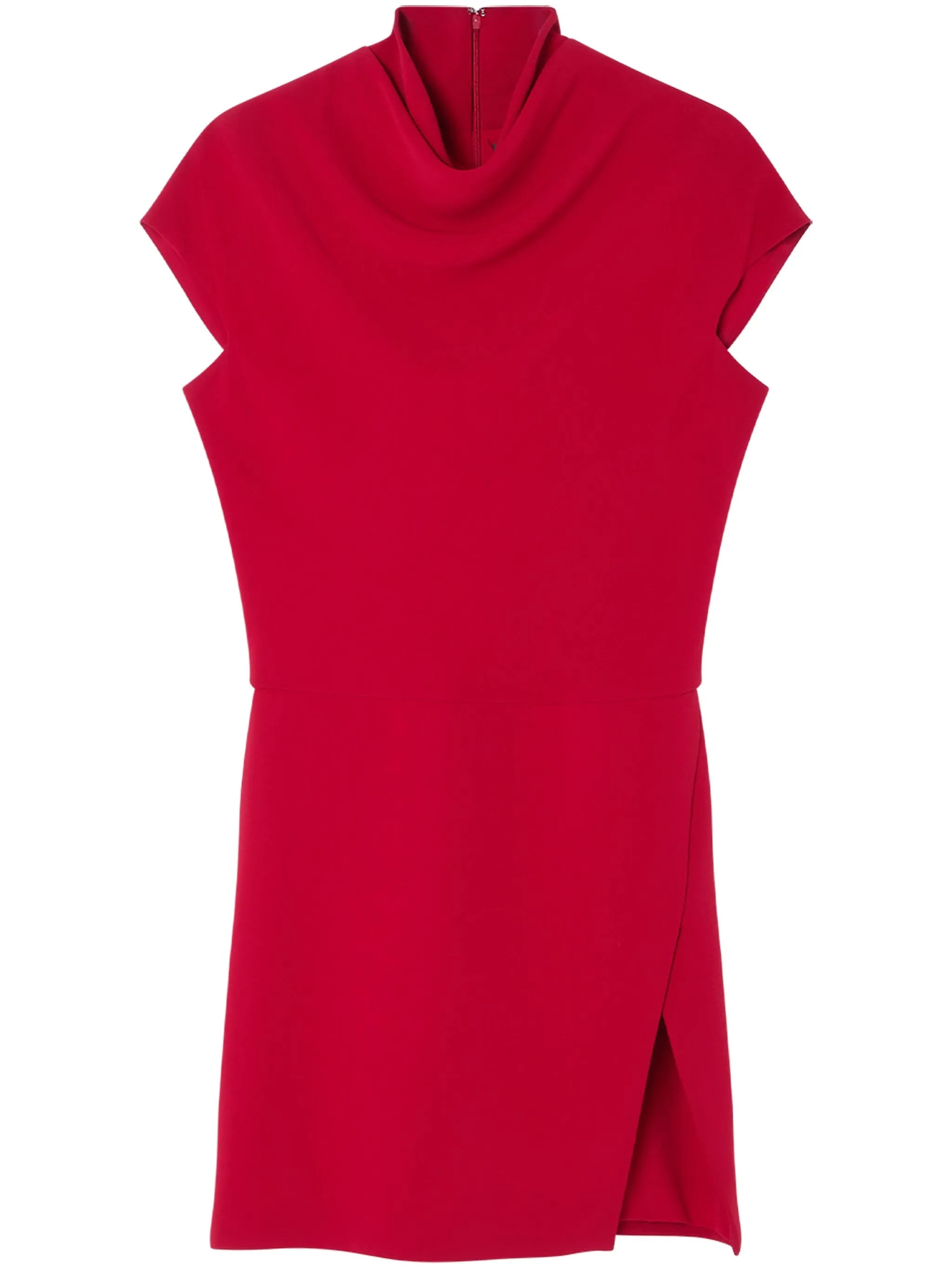draped front-slit mini dress