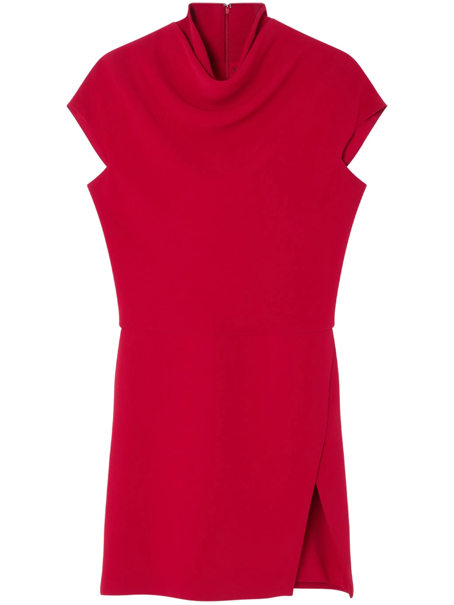 draped front-slit mini dress