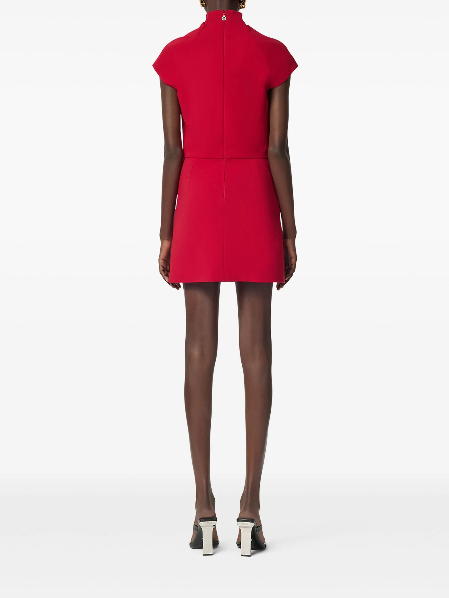 draped front-slit mini dress
