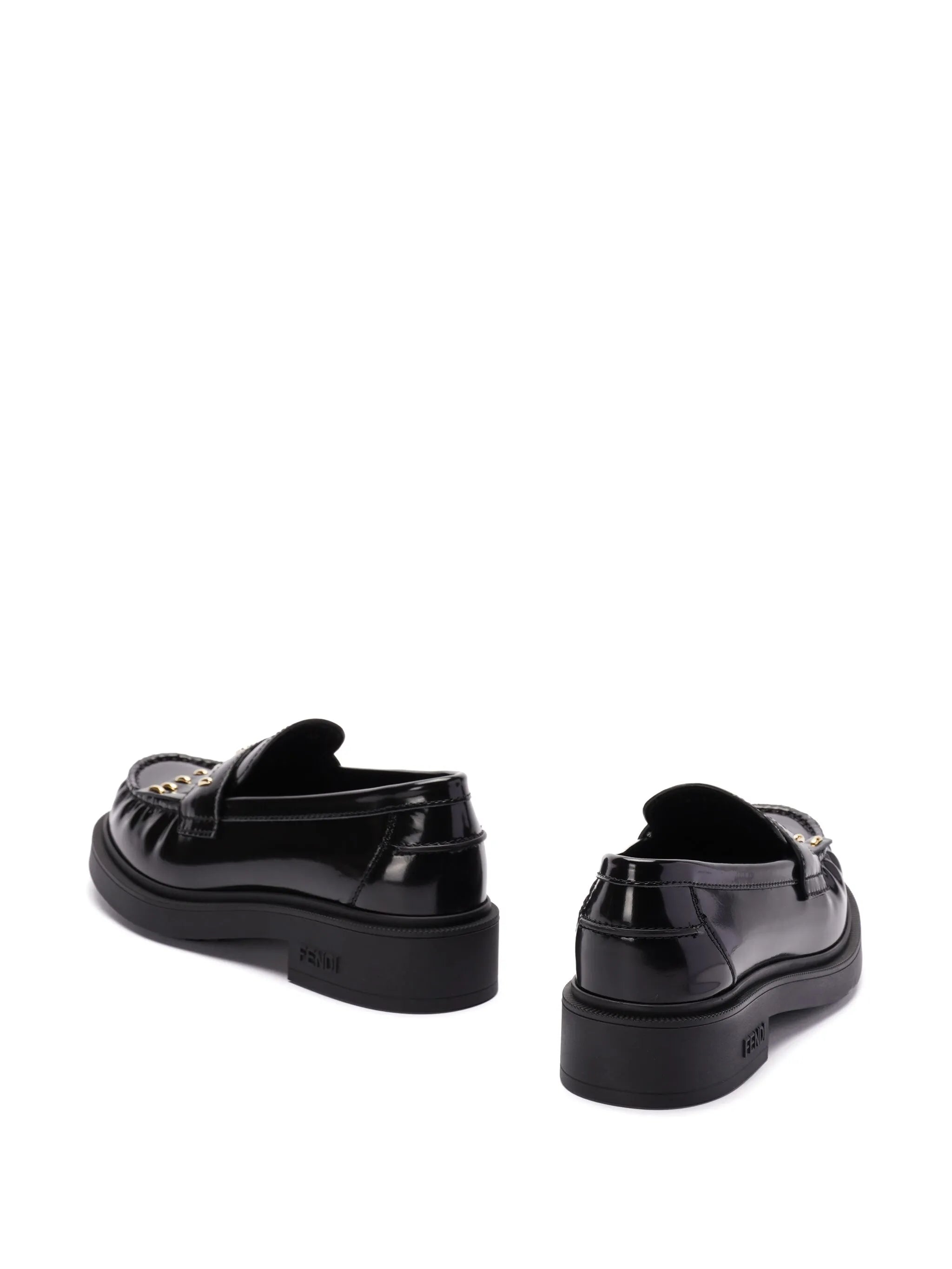 logo-plaque leather loafers