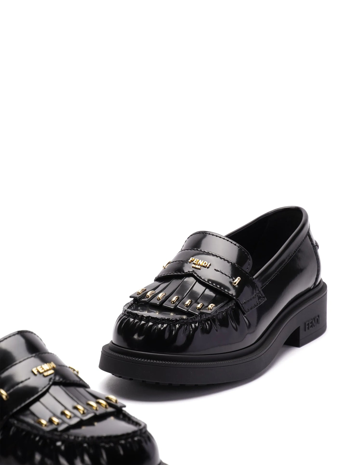 logo-plaque leather loafers