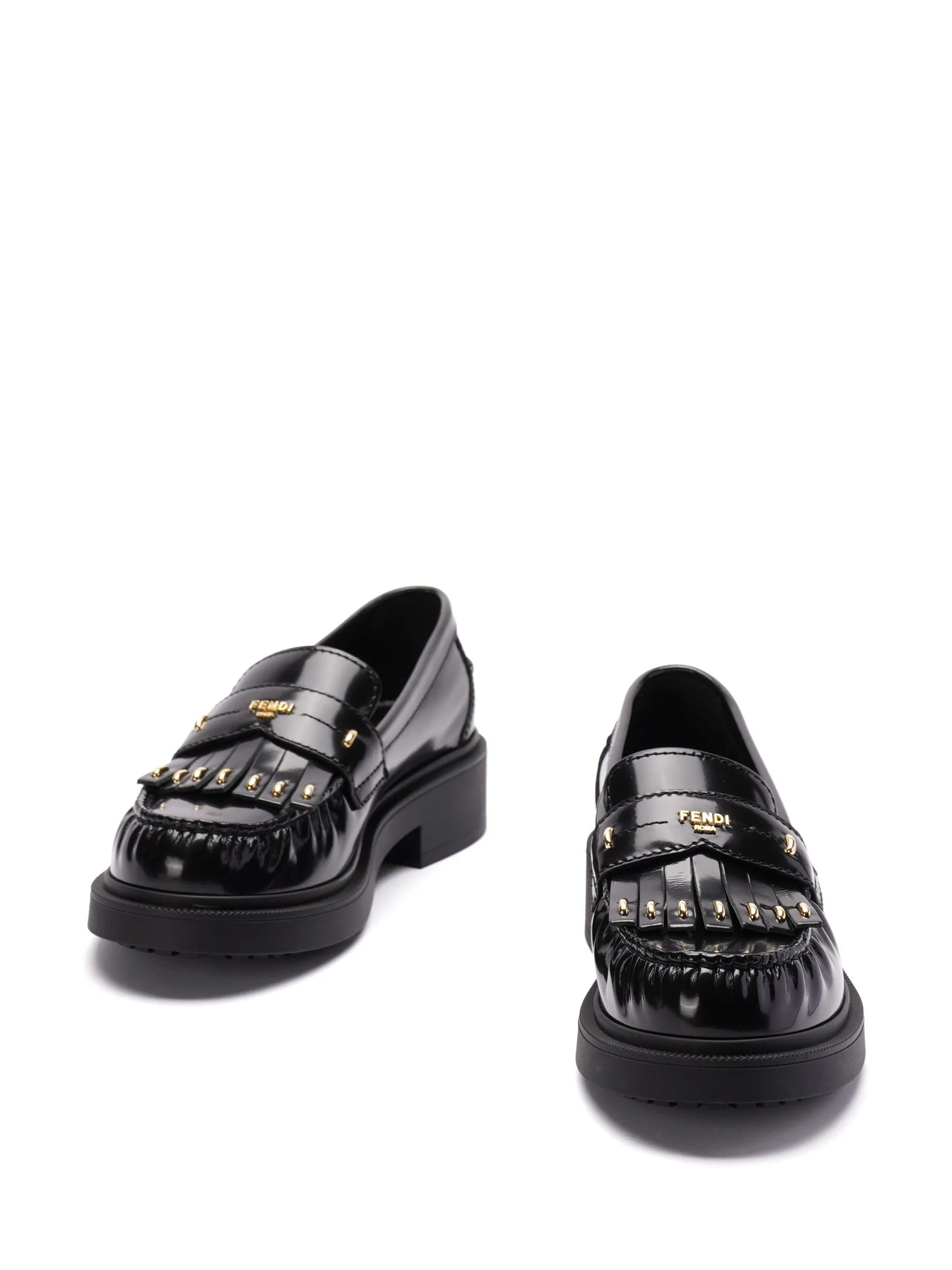 logo-plaque leather loafers