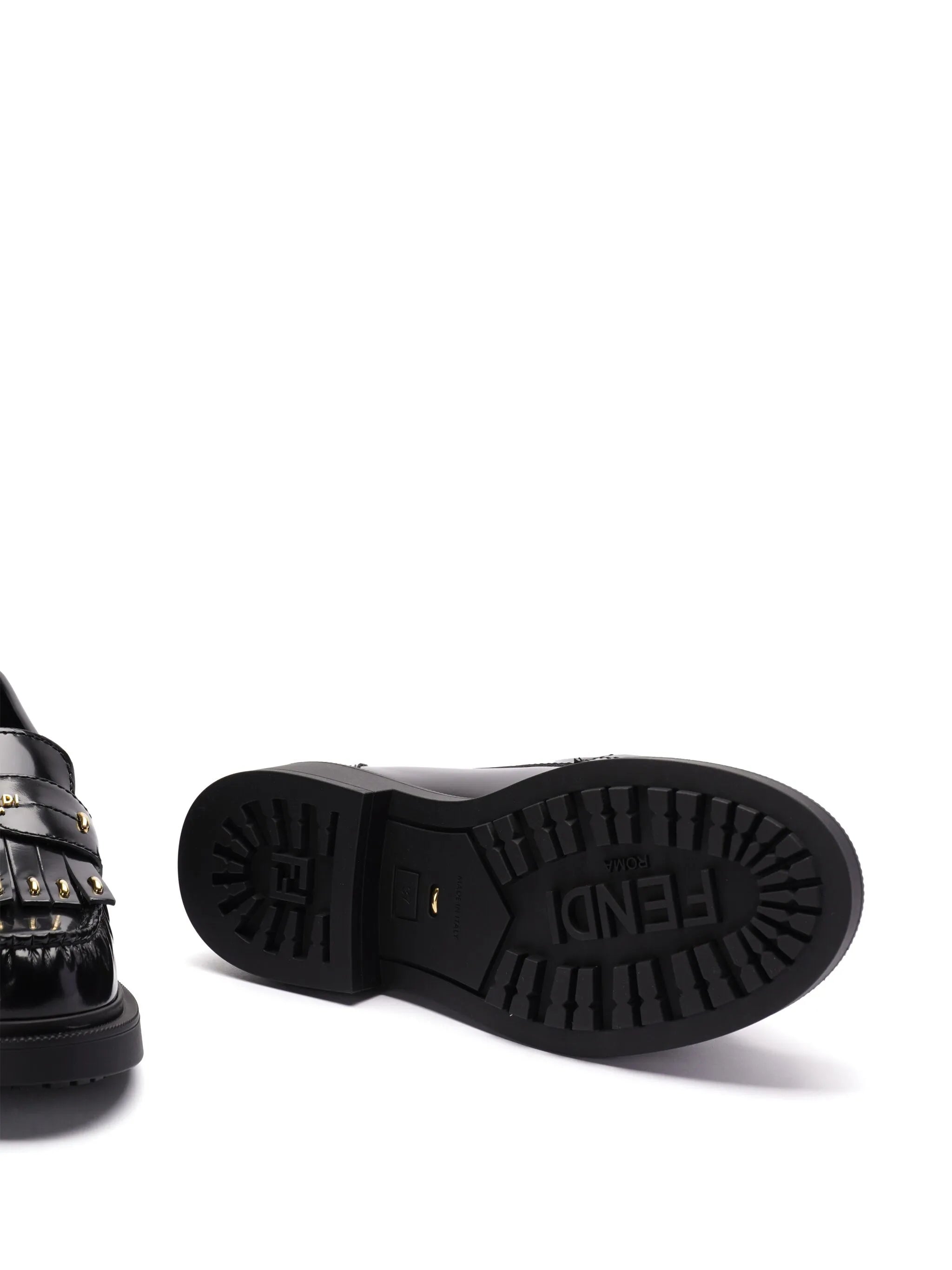 logo-plaque leather loafers