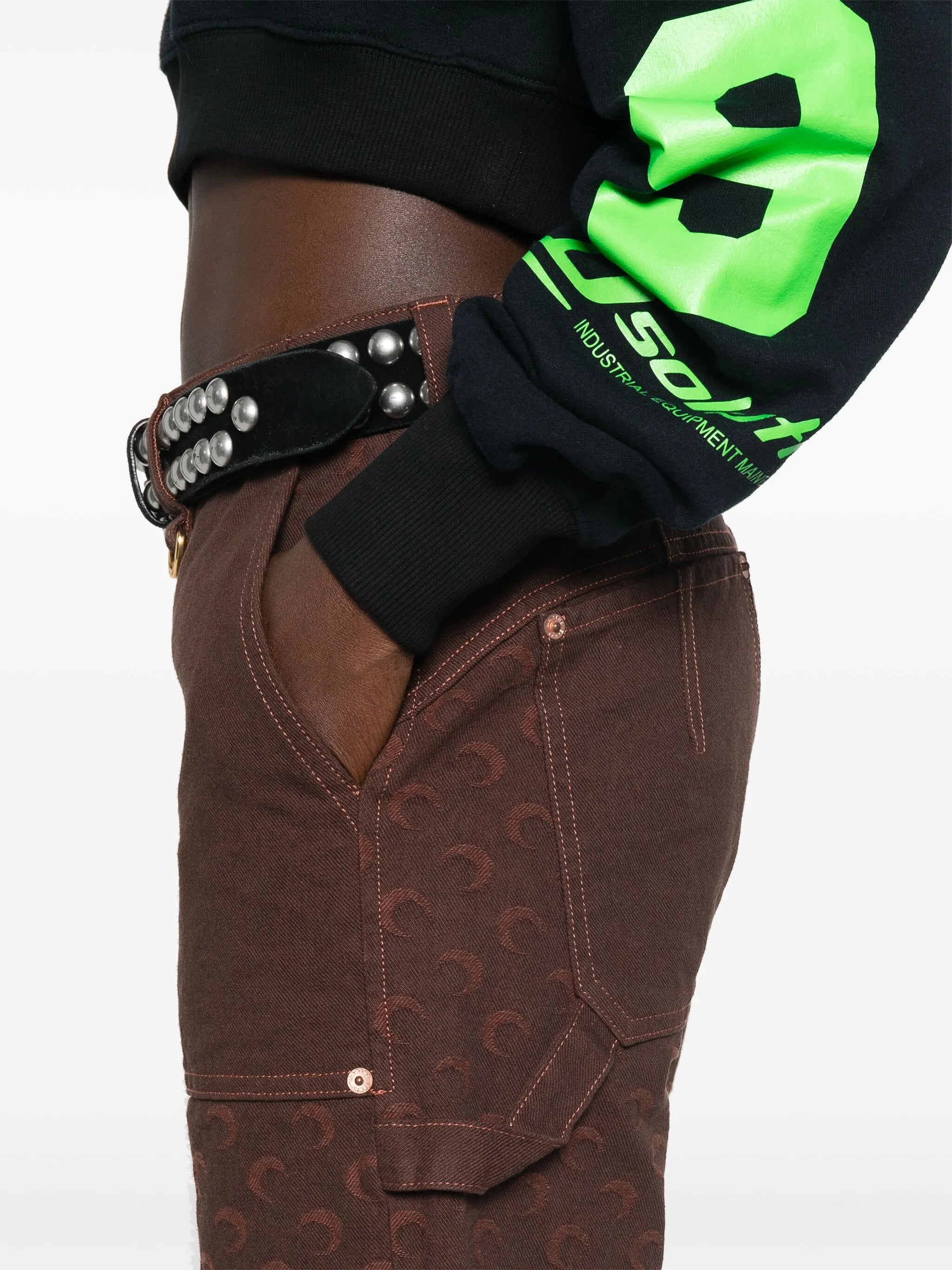 Moon-jacquard twill jeans