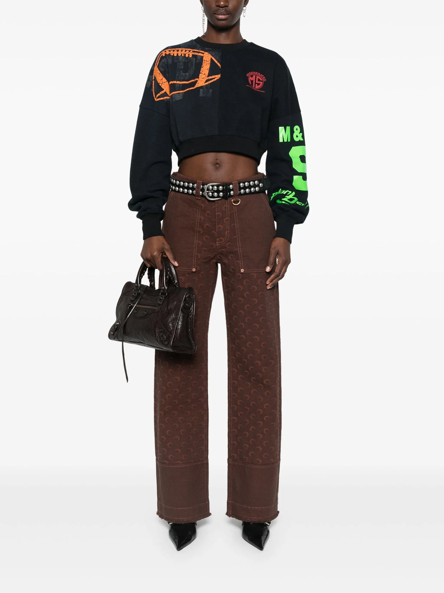 Moon-jacquard twill jeans