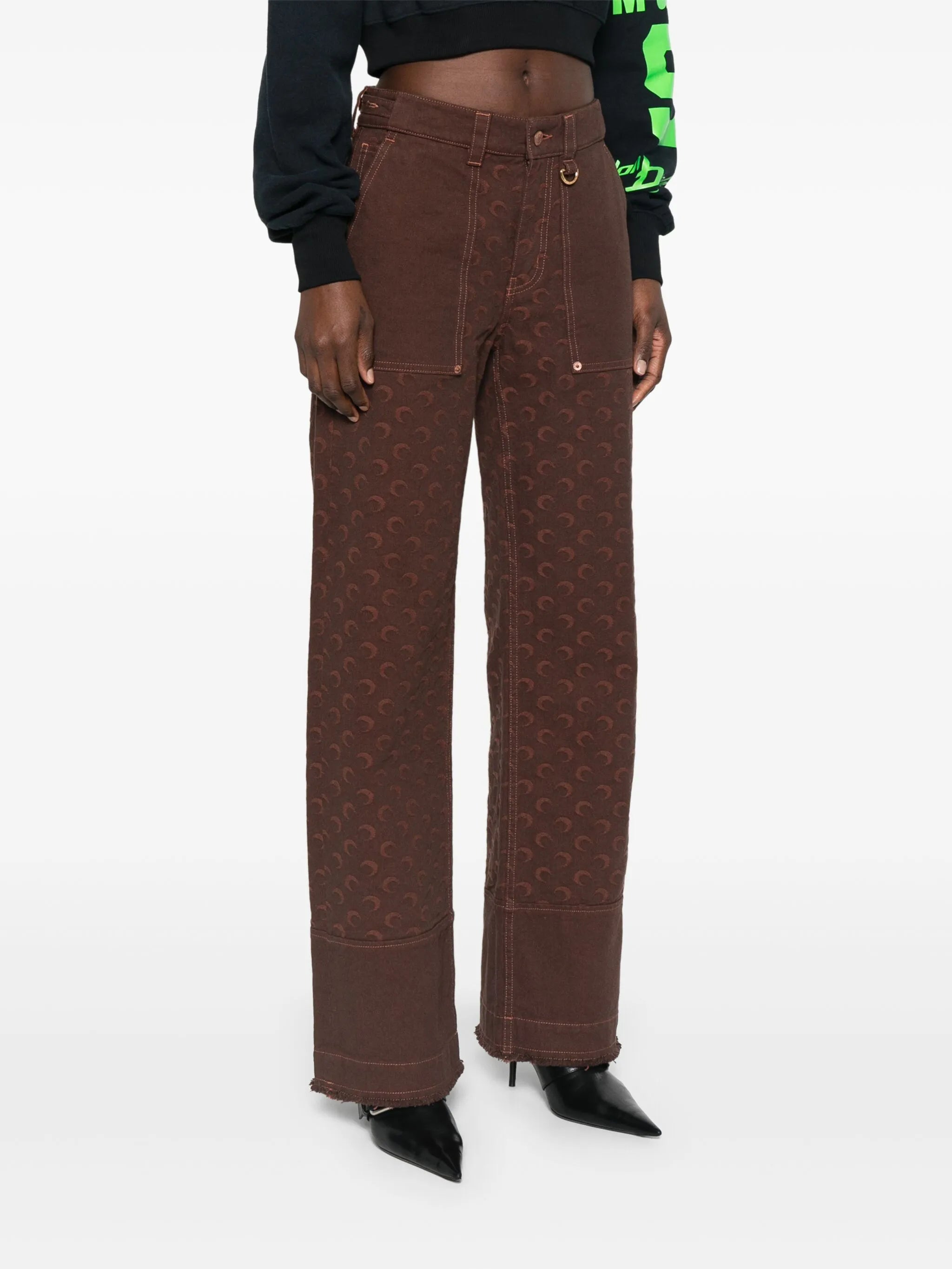 Moon-jacquard twill jeans