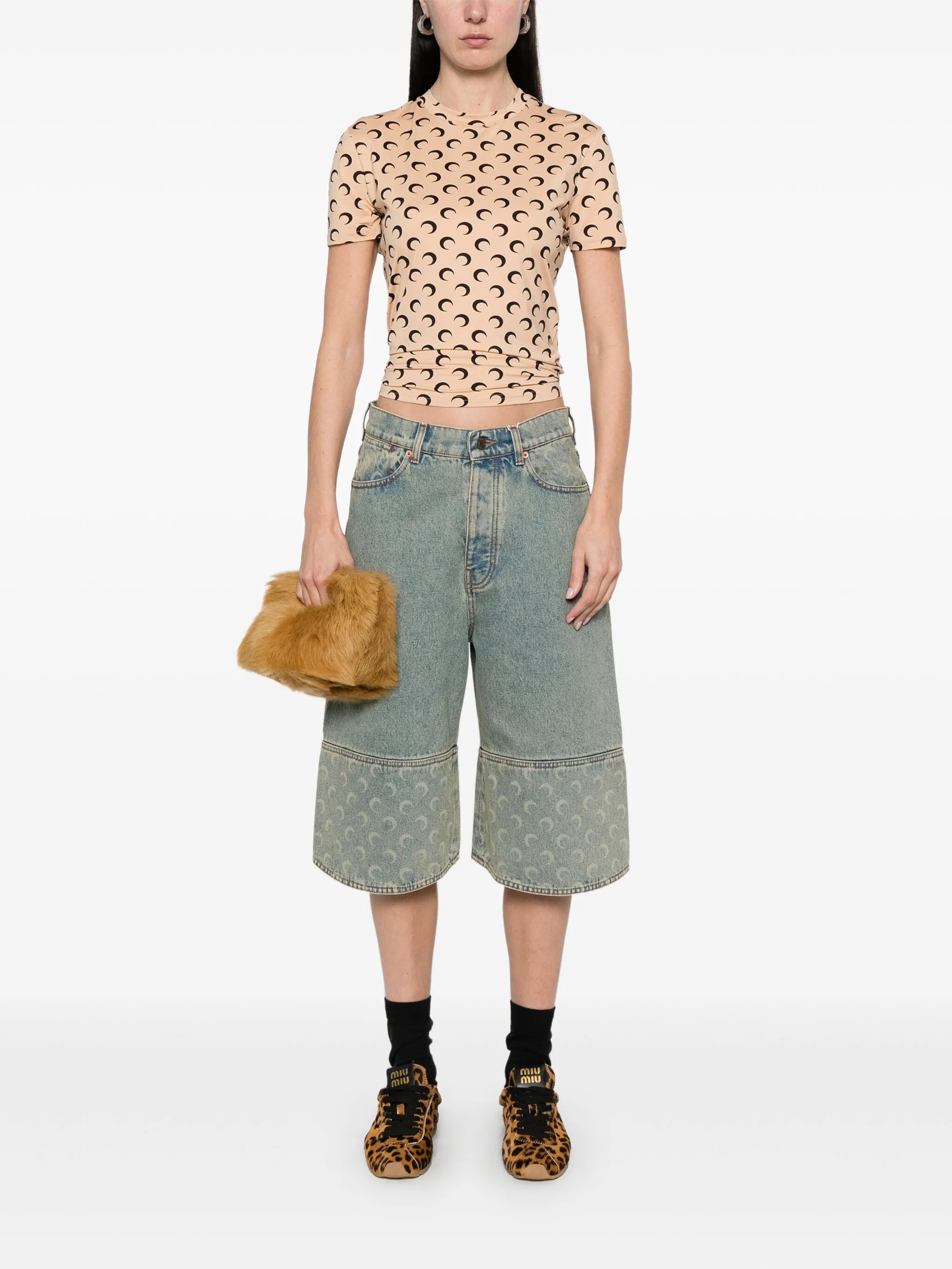 moon-print crewneck top