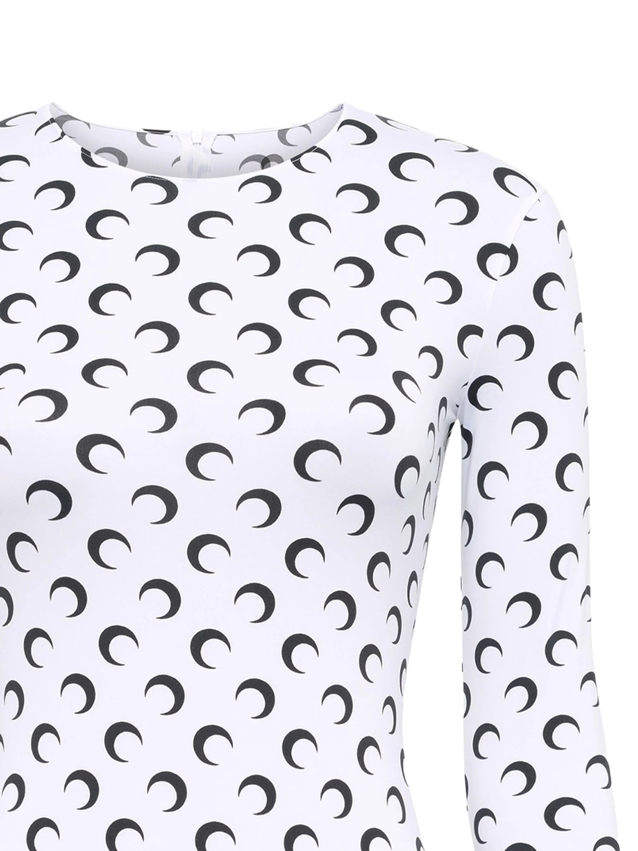 moon-print long-sleeve playsuit