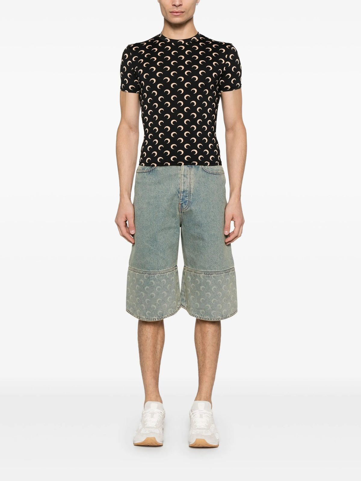 Moon-print short-sleeve top