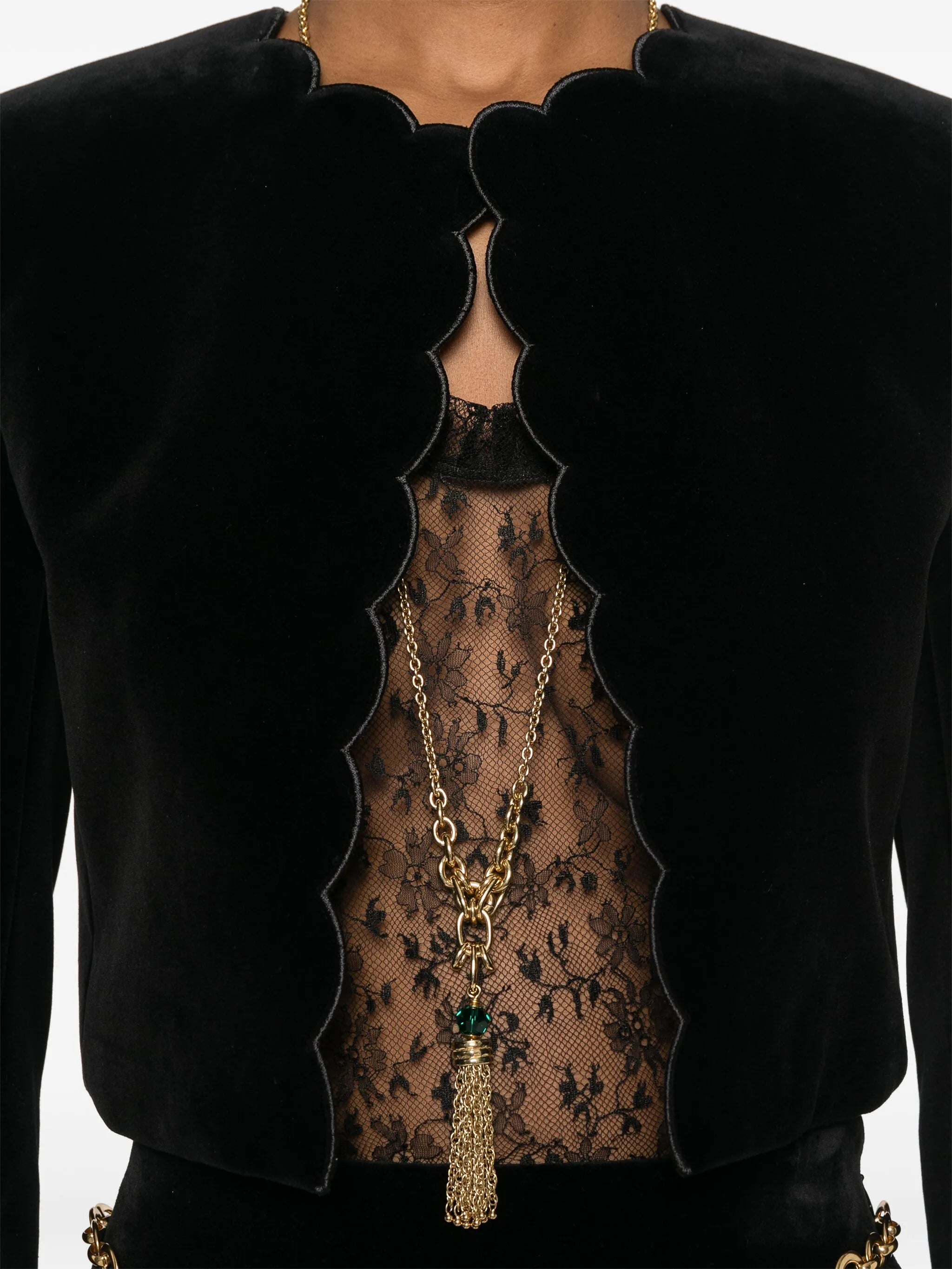 scalloped velvet jacket