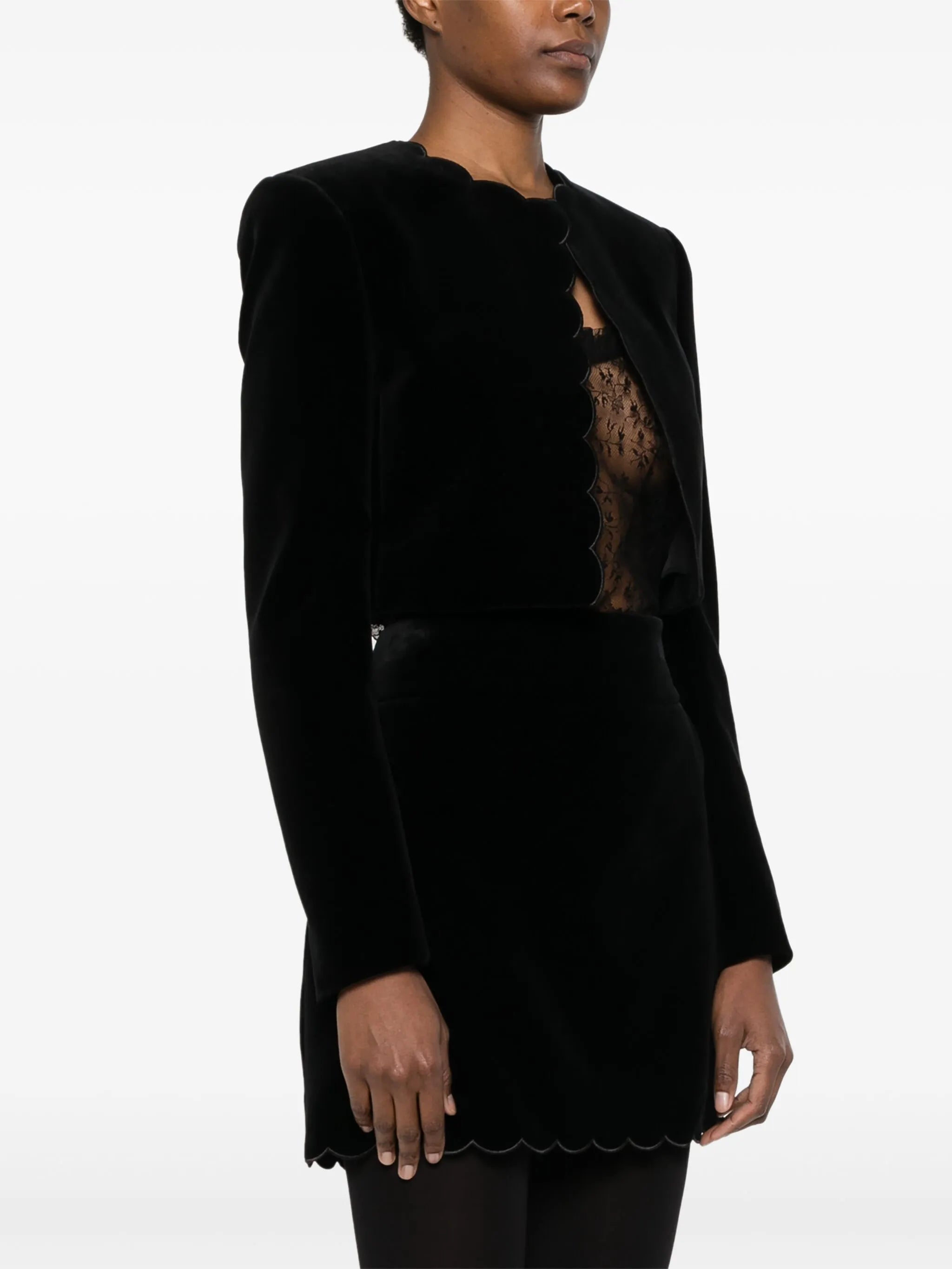 scalloped velvet jacket