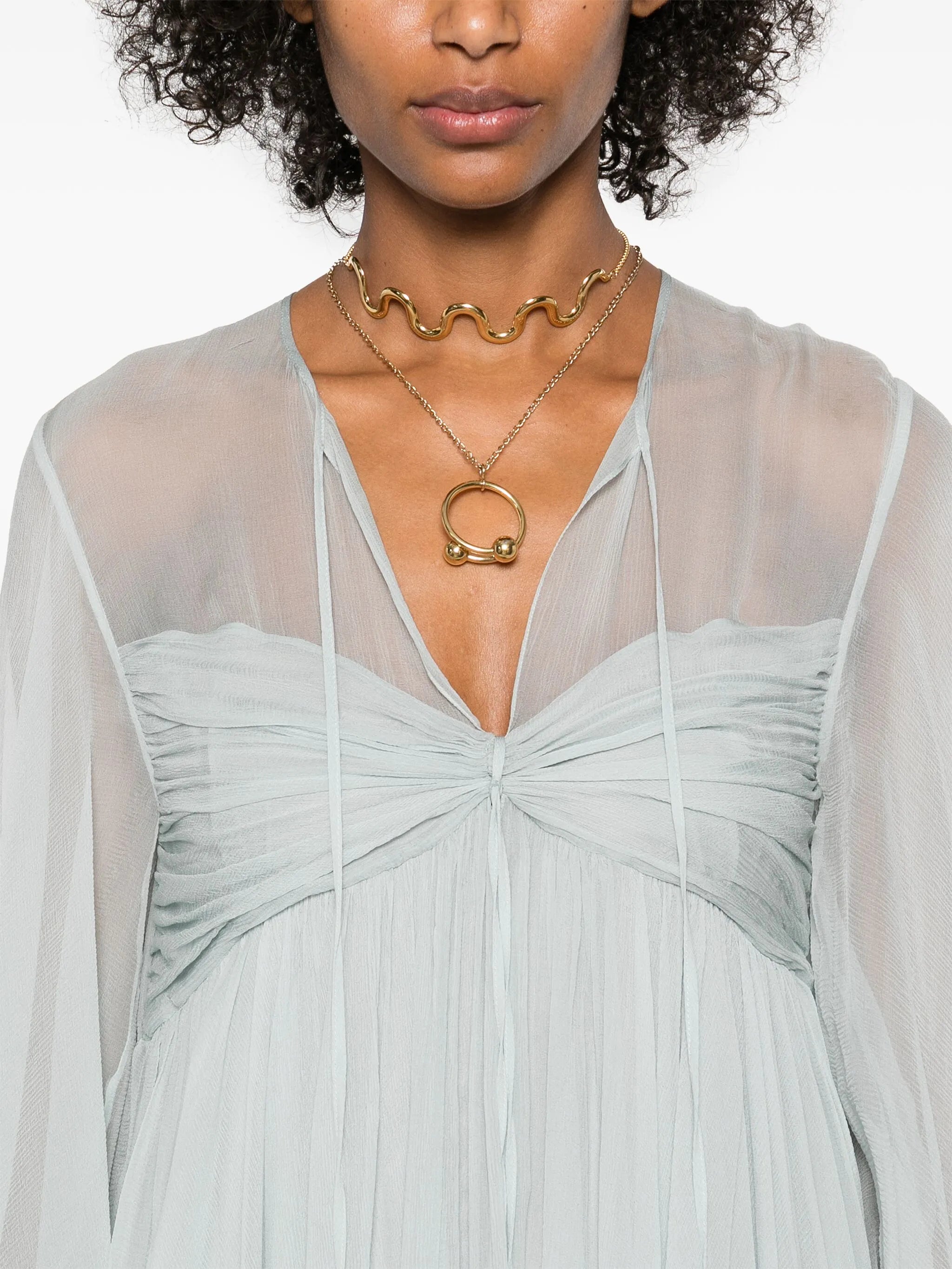 pleated silk mini dress