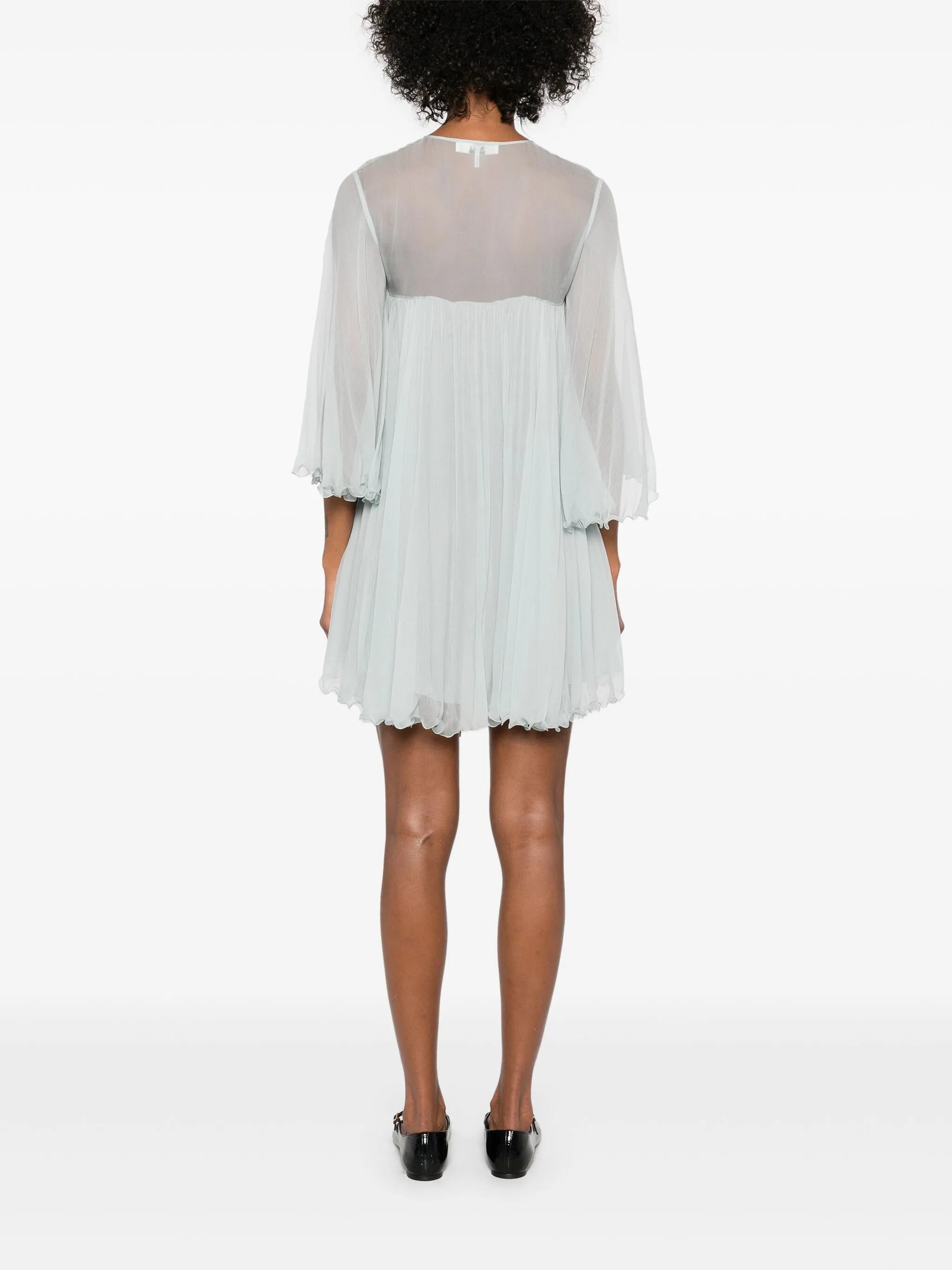 pleated silk mini dress