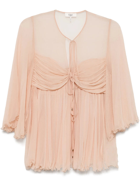 pleated silk top