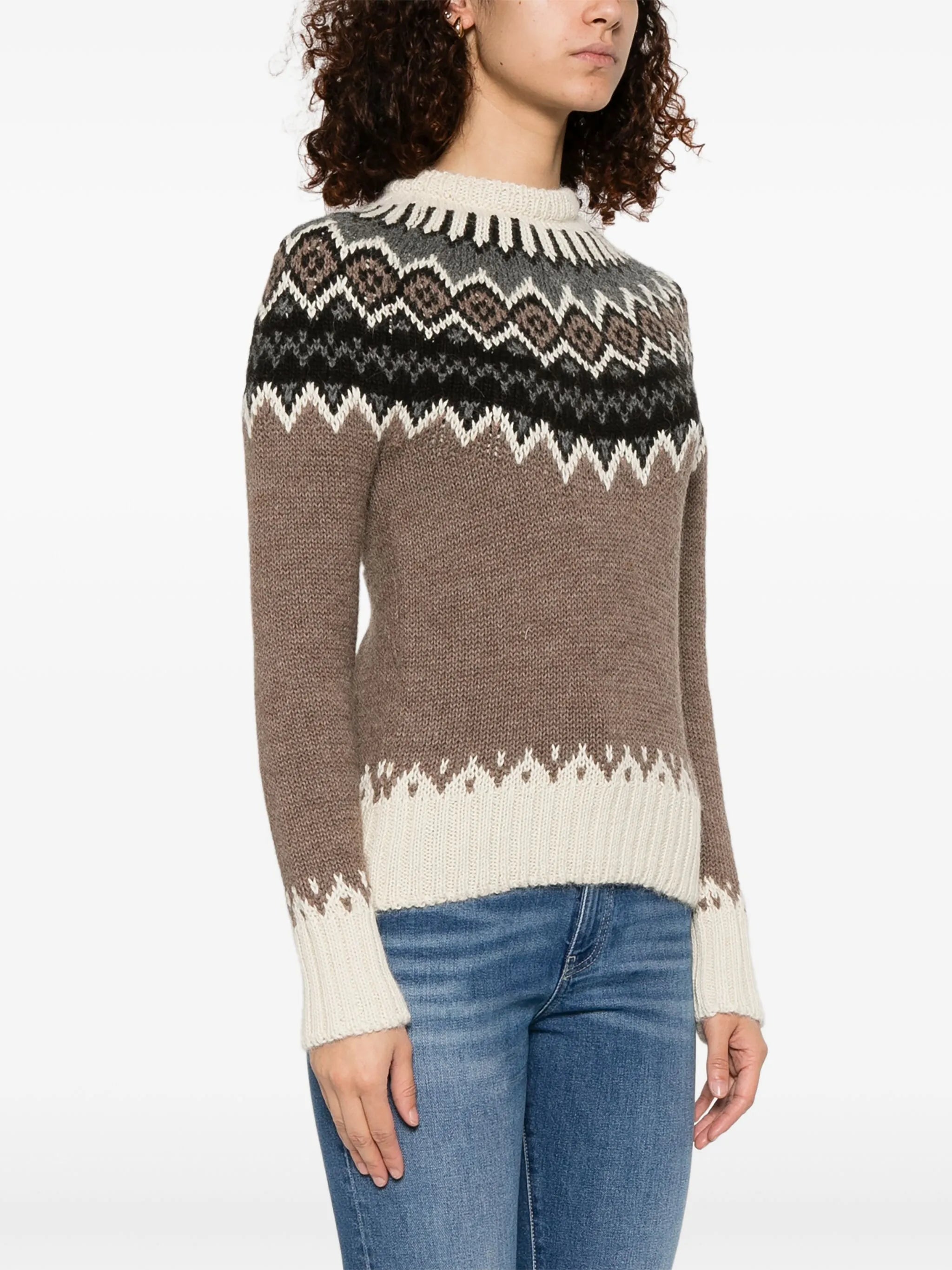 mock-neck fair-isle sweater