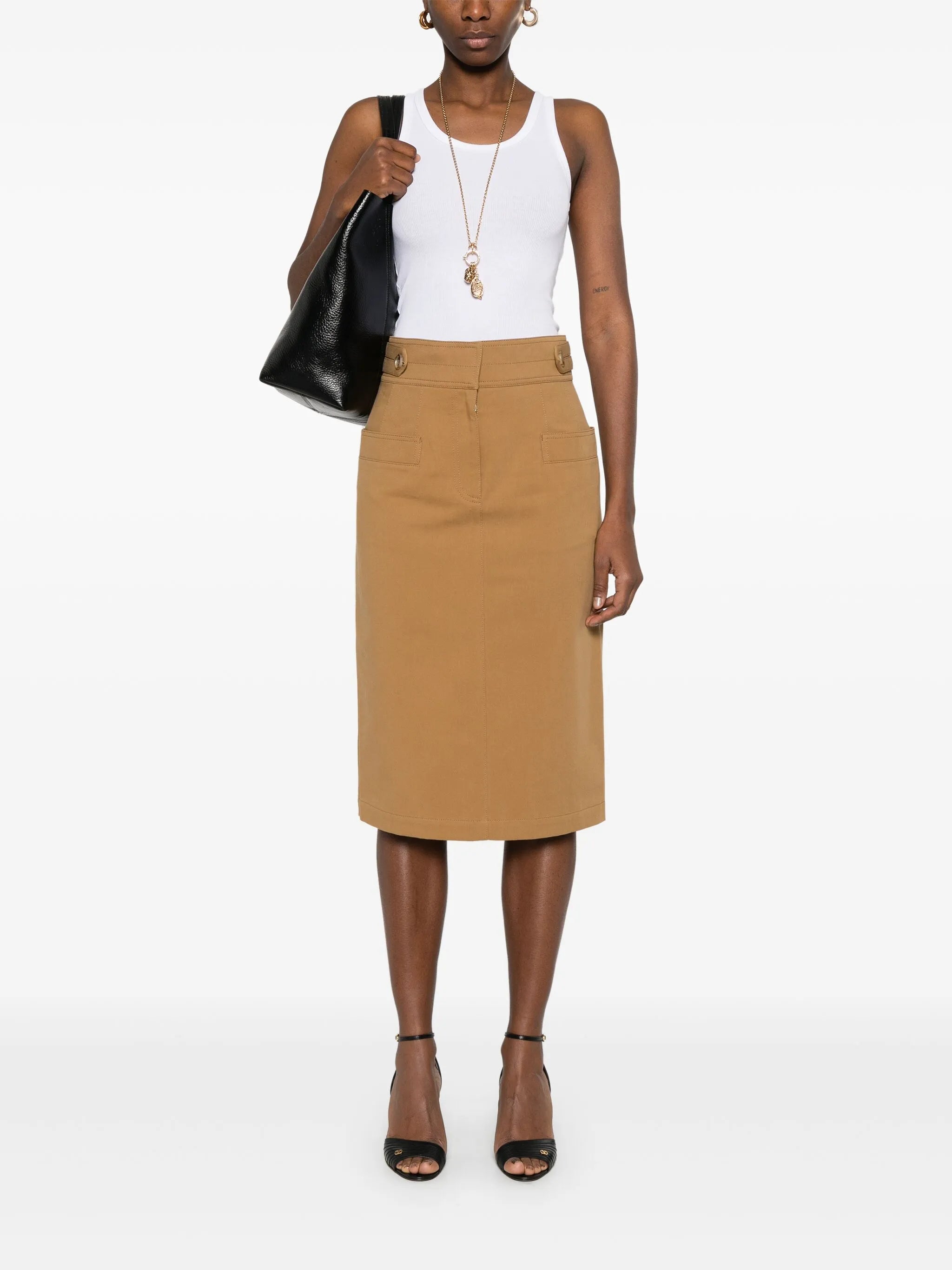 twill midi skirt