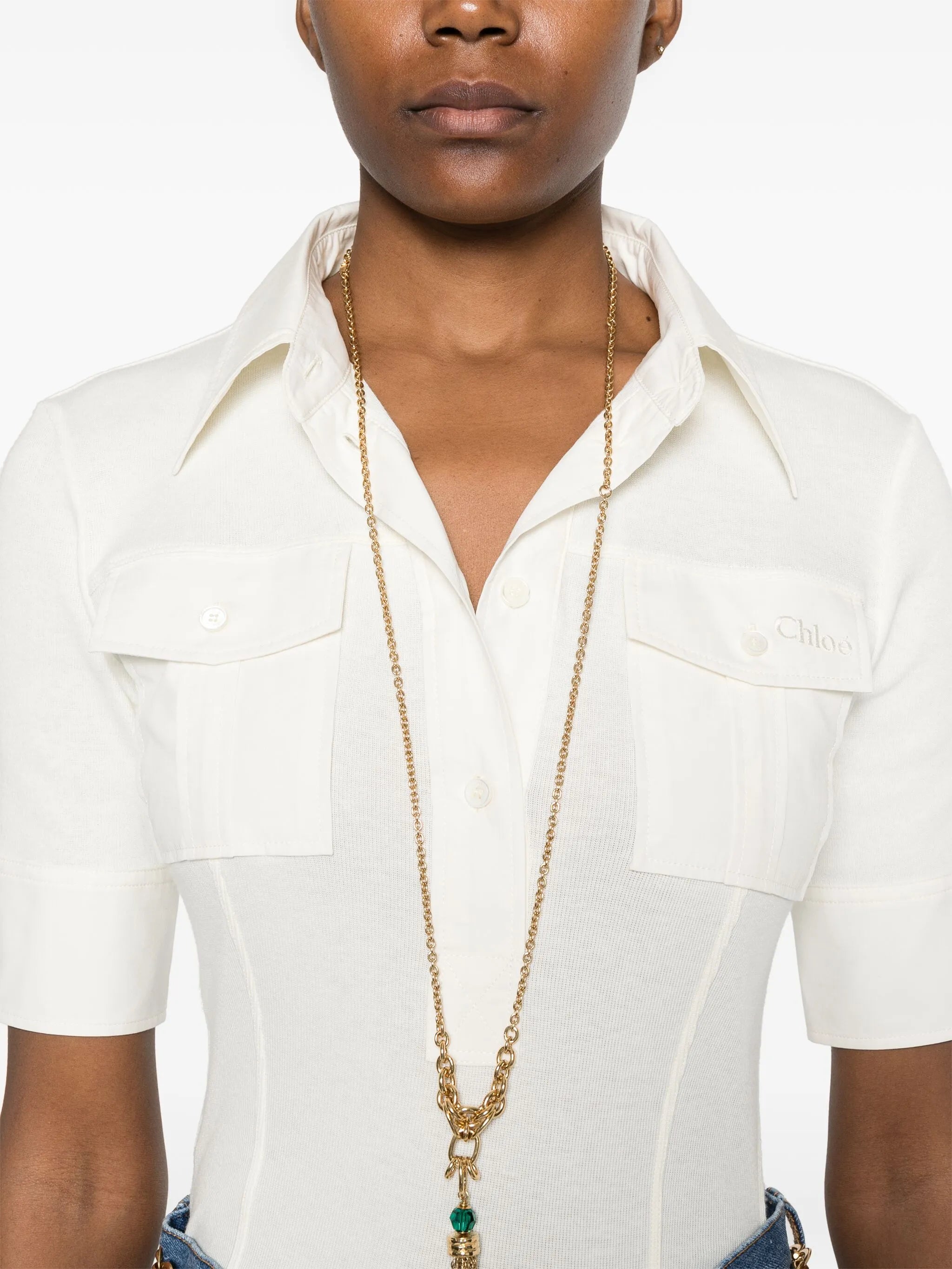logo-embroidered polo top