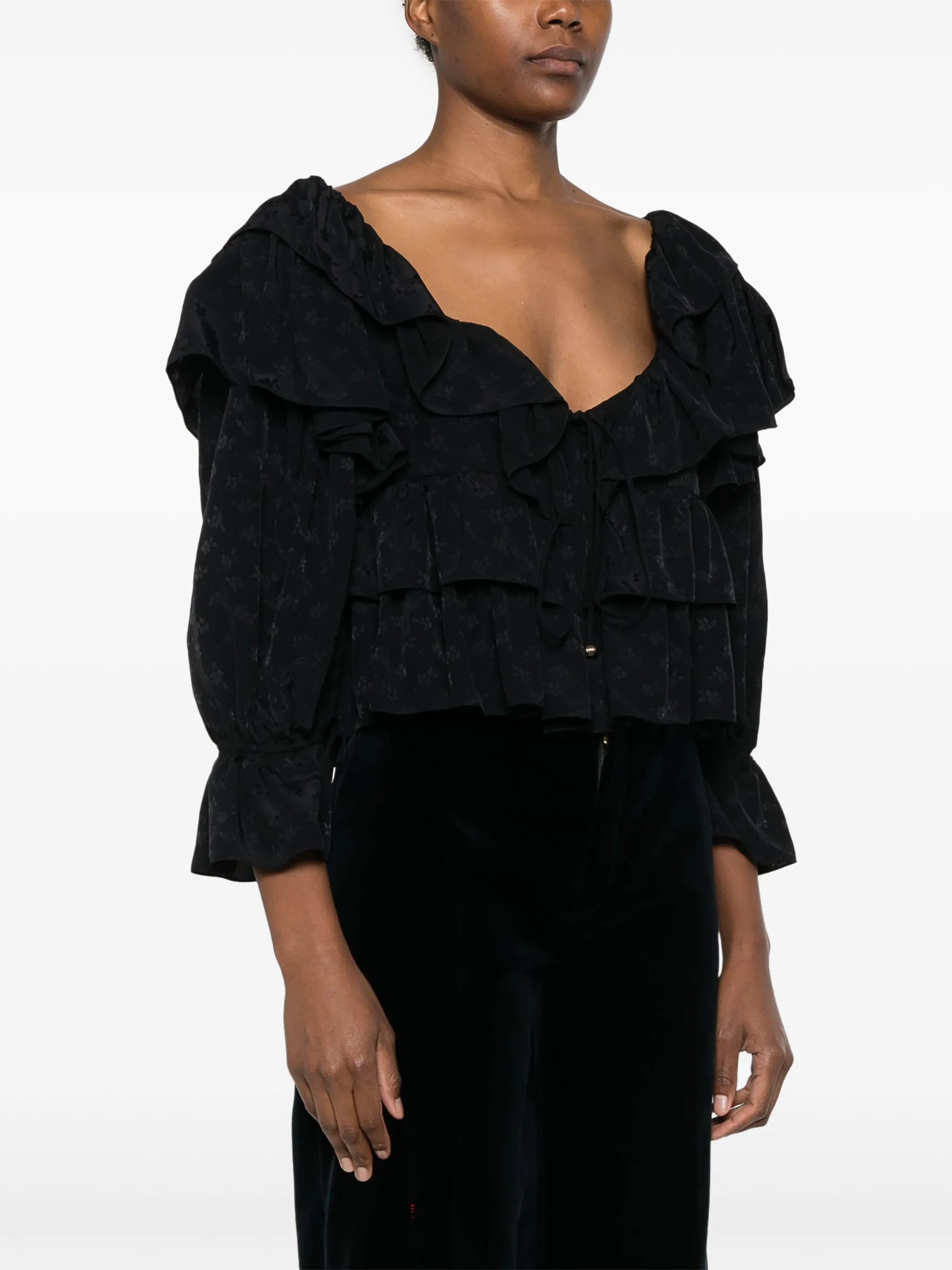ruffled cropped blouse