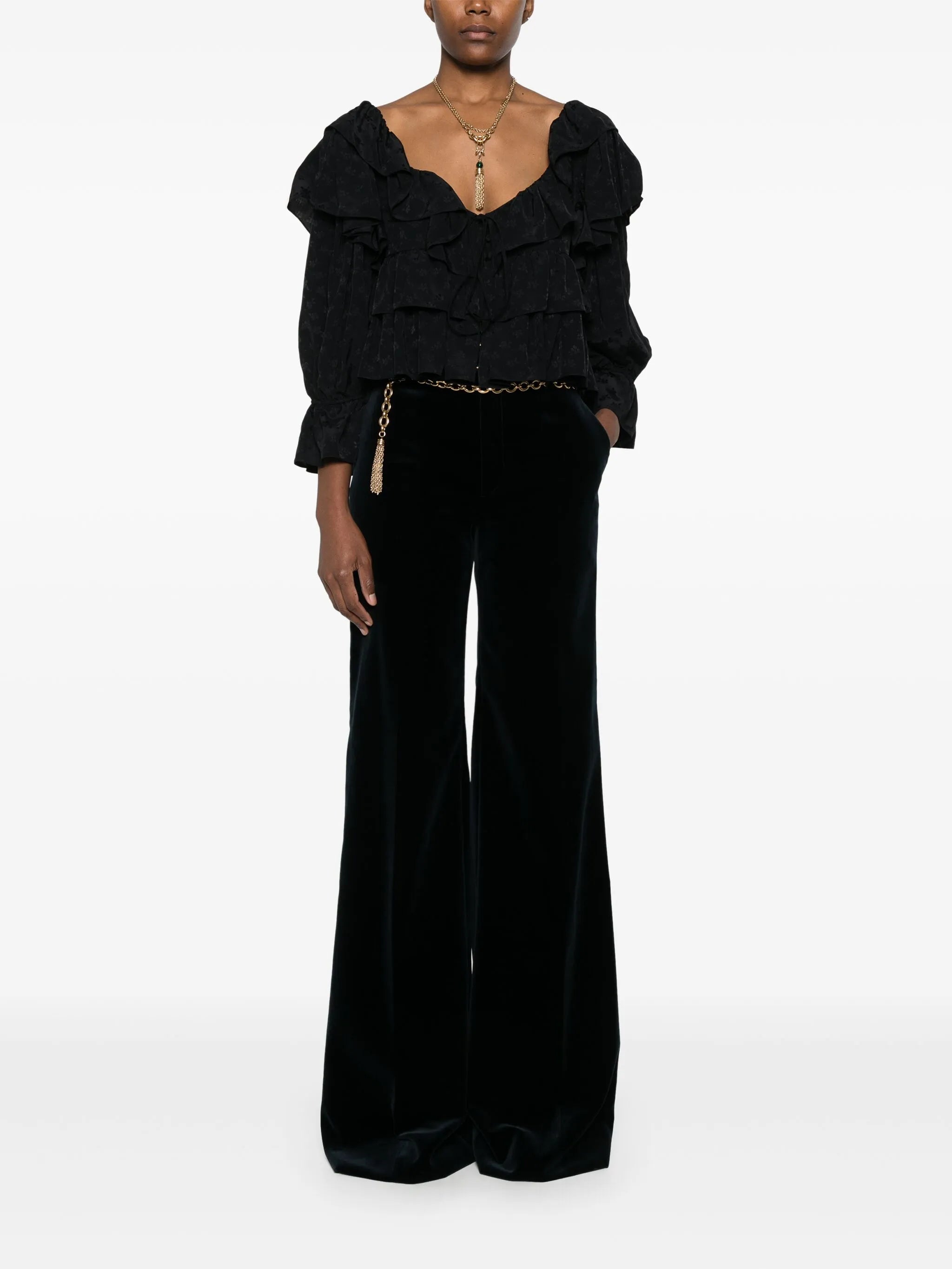 ruffled cropped blouse