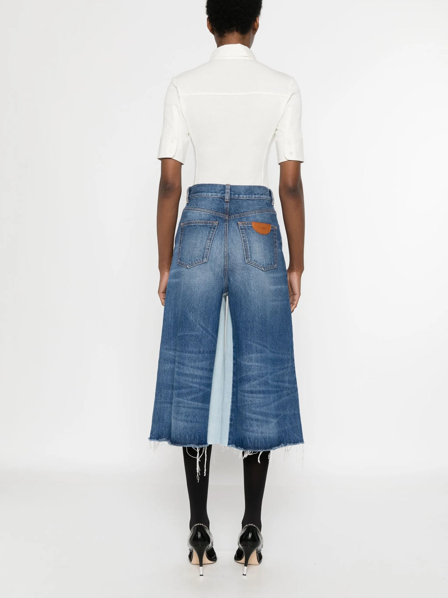 patchwork denim shorts