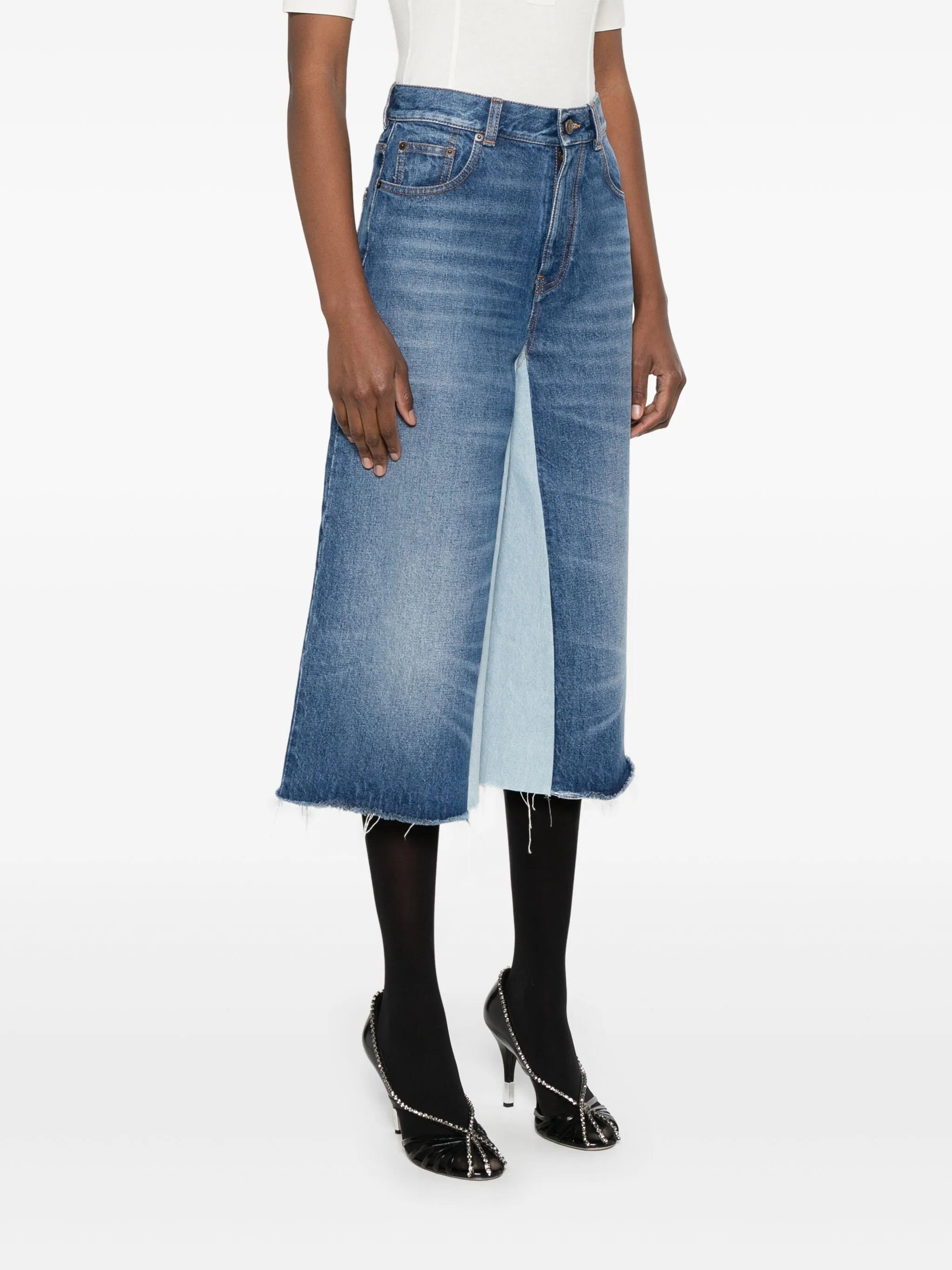patchwork denim shorts