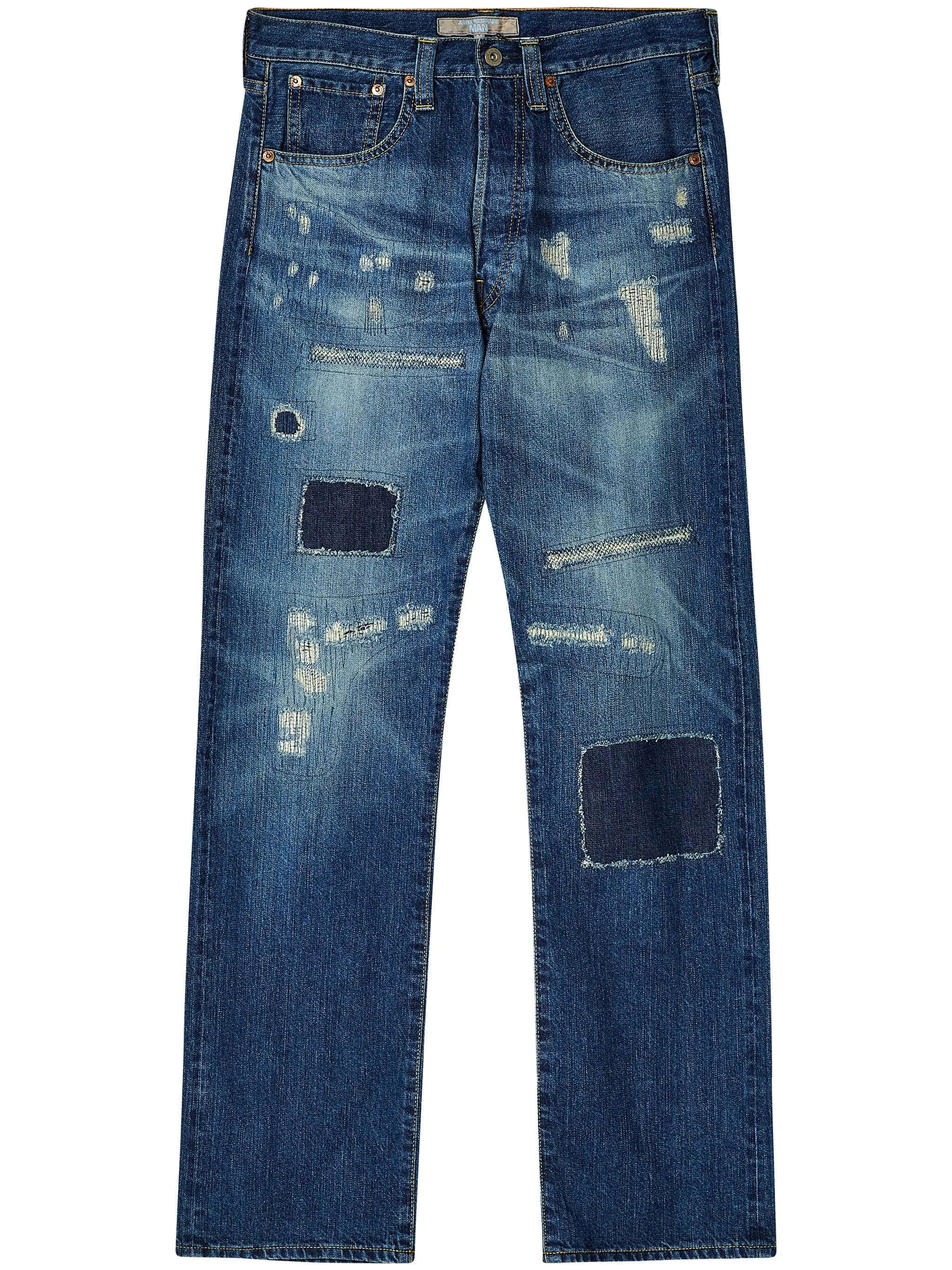 distressed straight-leg jeans