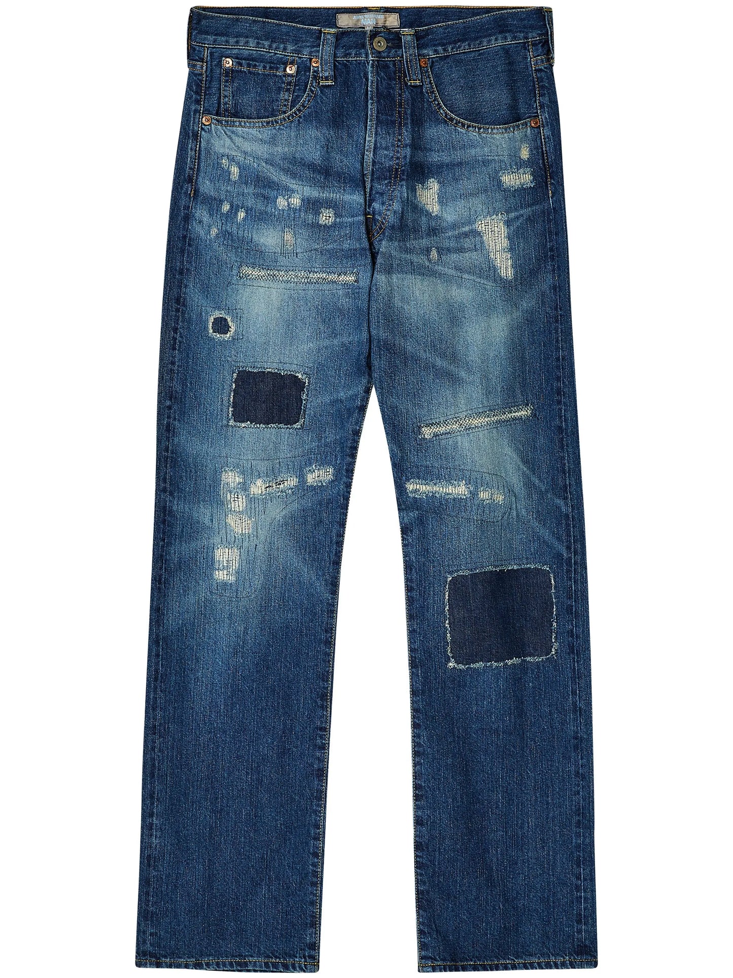 distressed straight-leg jeans