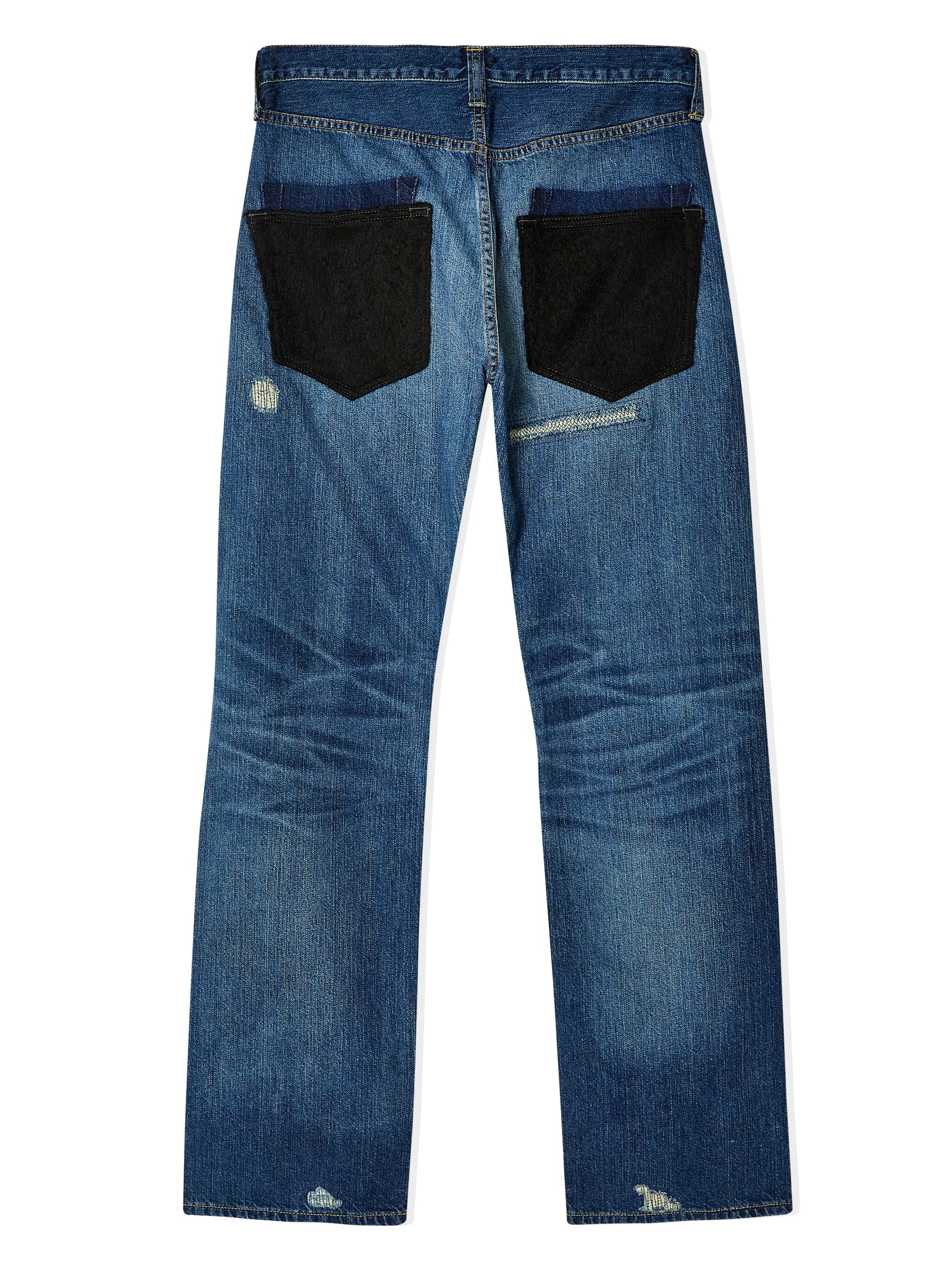 distressed straight-leg jeans