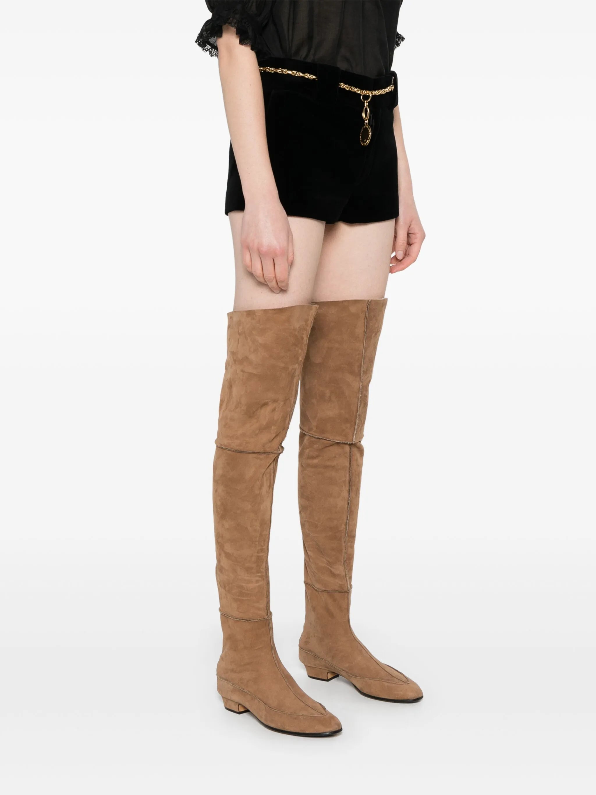 velvelt mini shorts