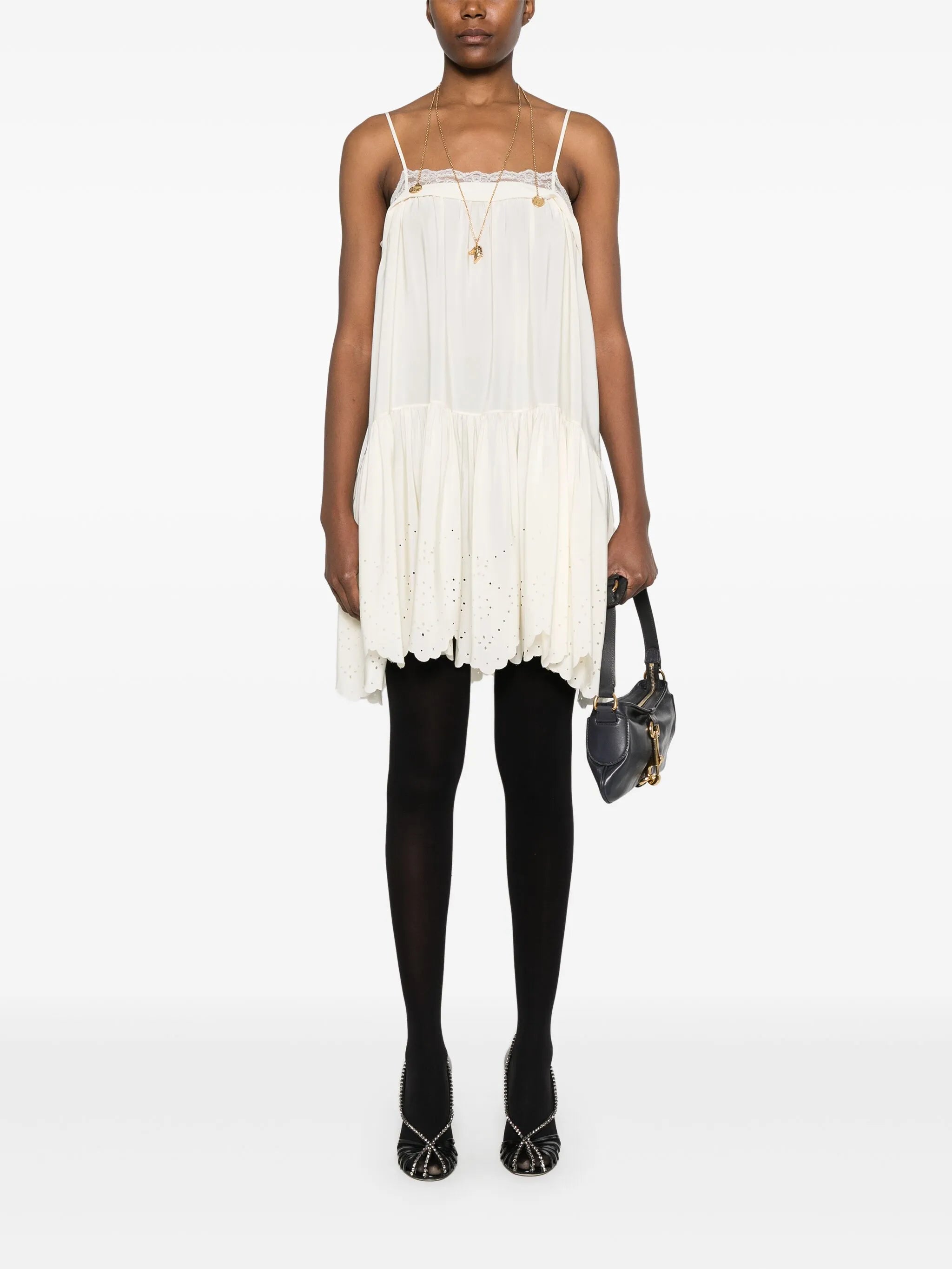 lace-trim mini dress