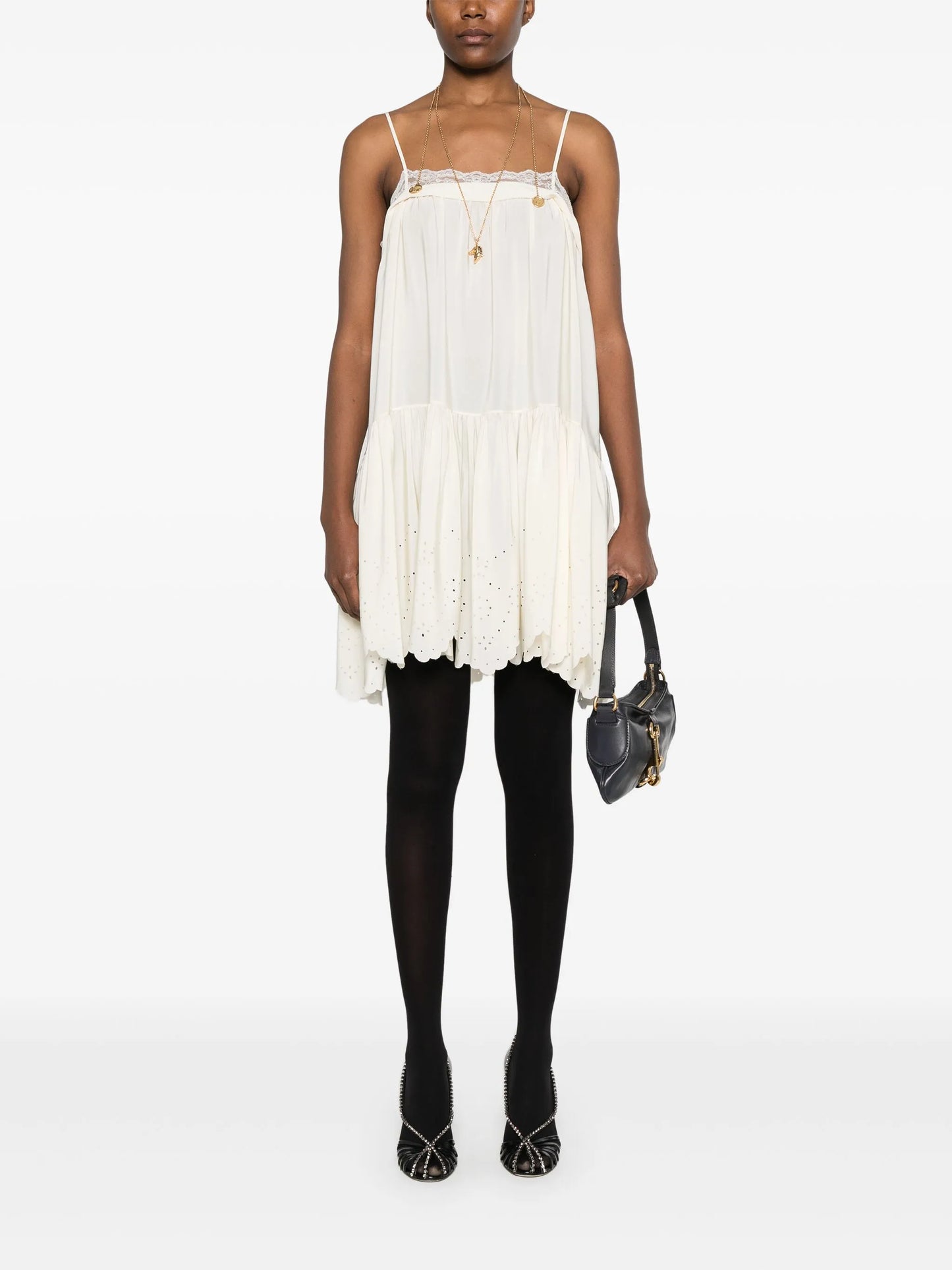 lace-trim mini dress