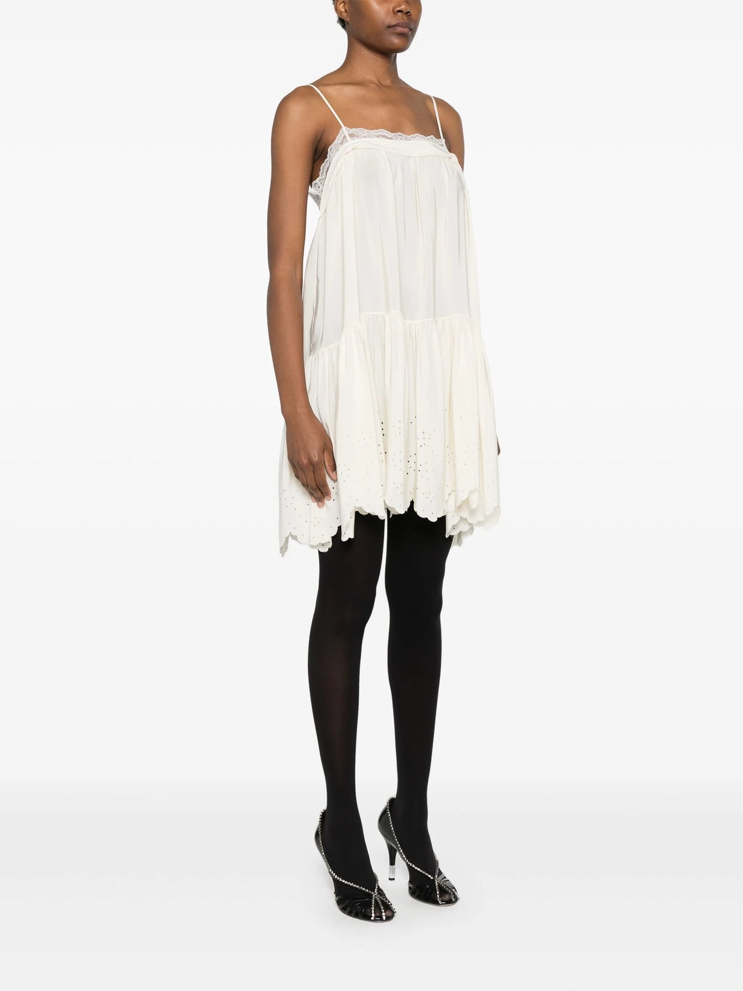lace-trim mini dress