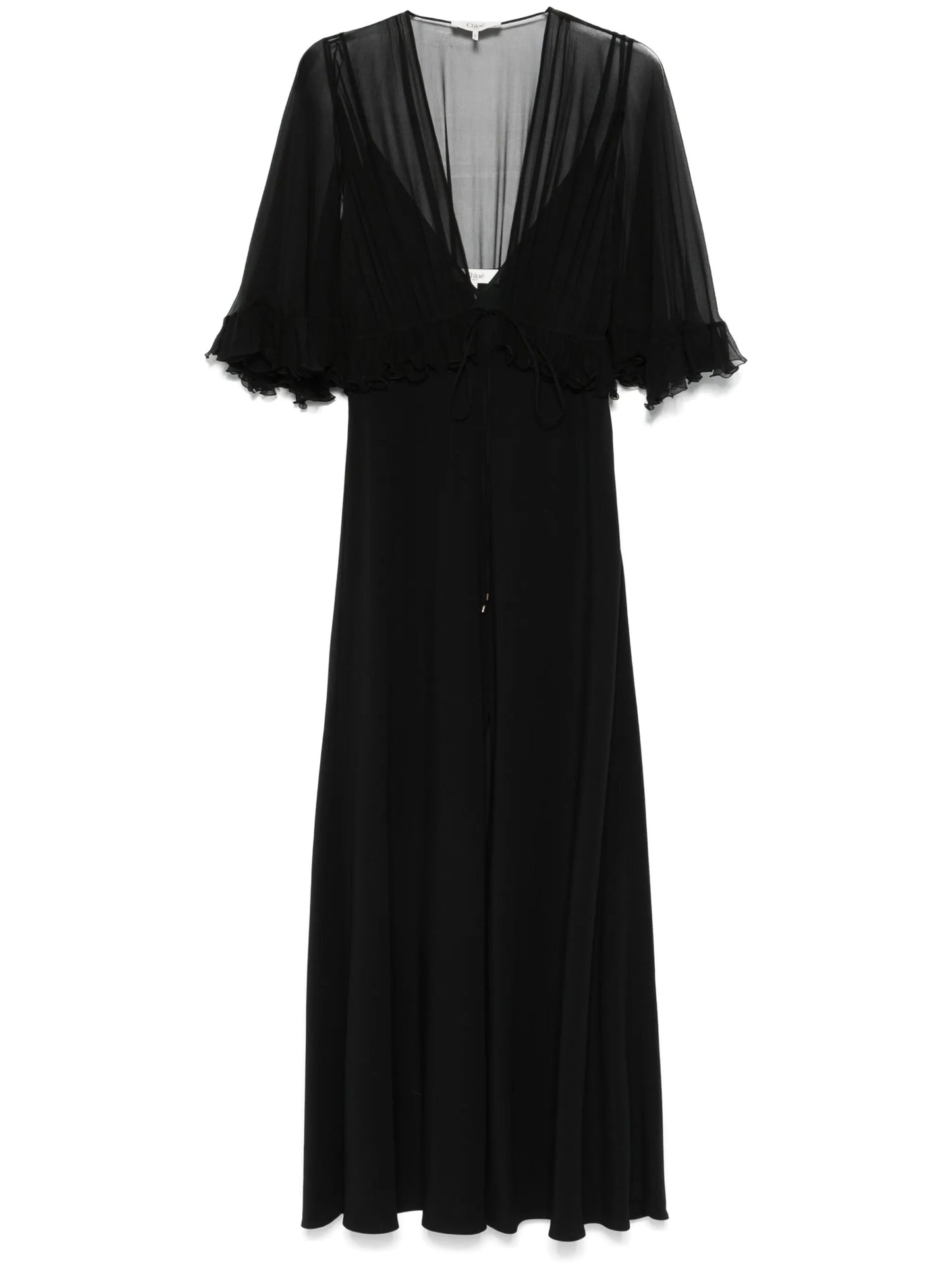 V-neck crepe maxi dress