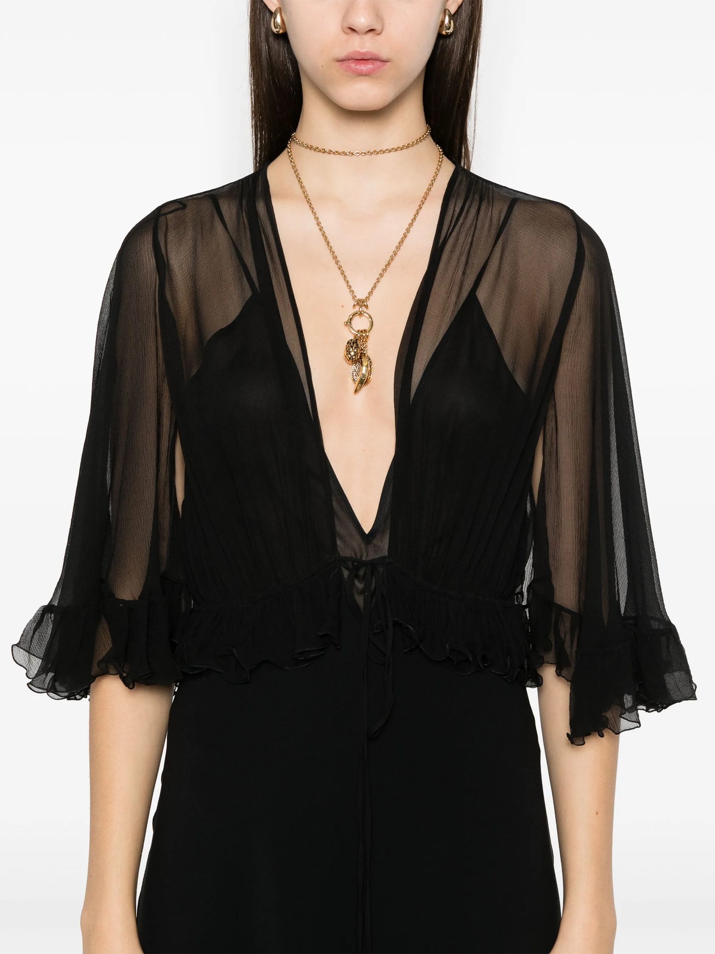 V-neck crepe maxi dress