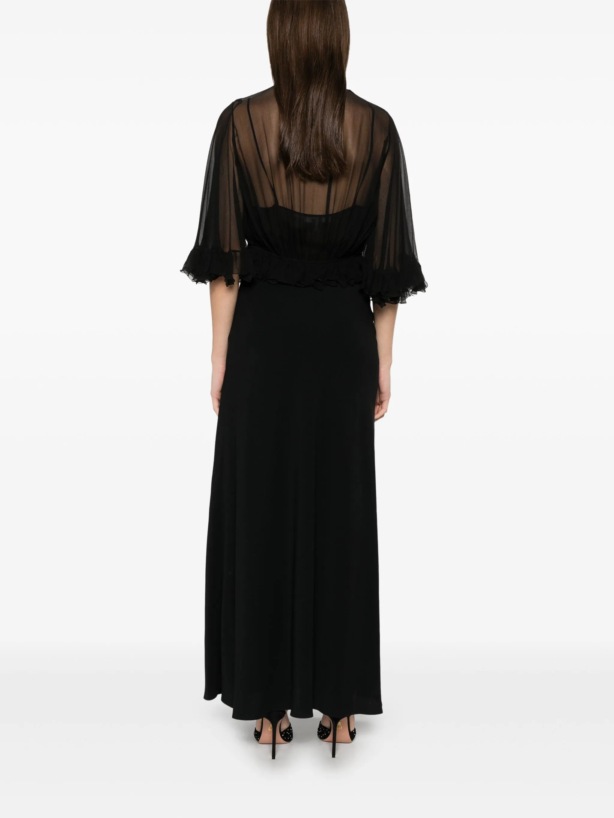 V-neck crepe maxi dress
