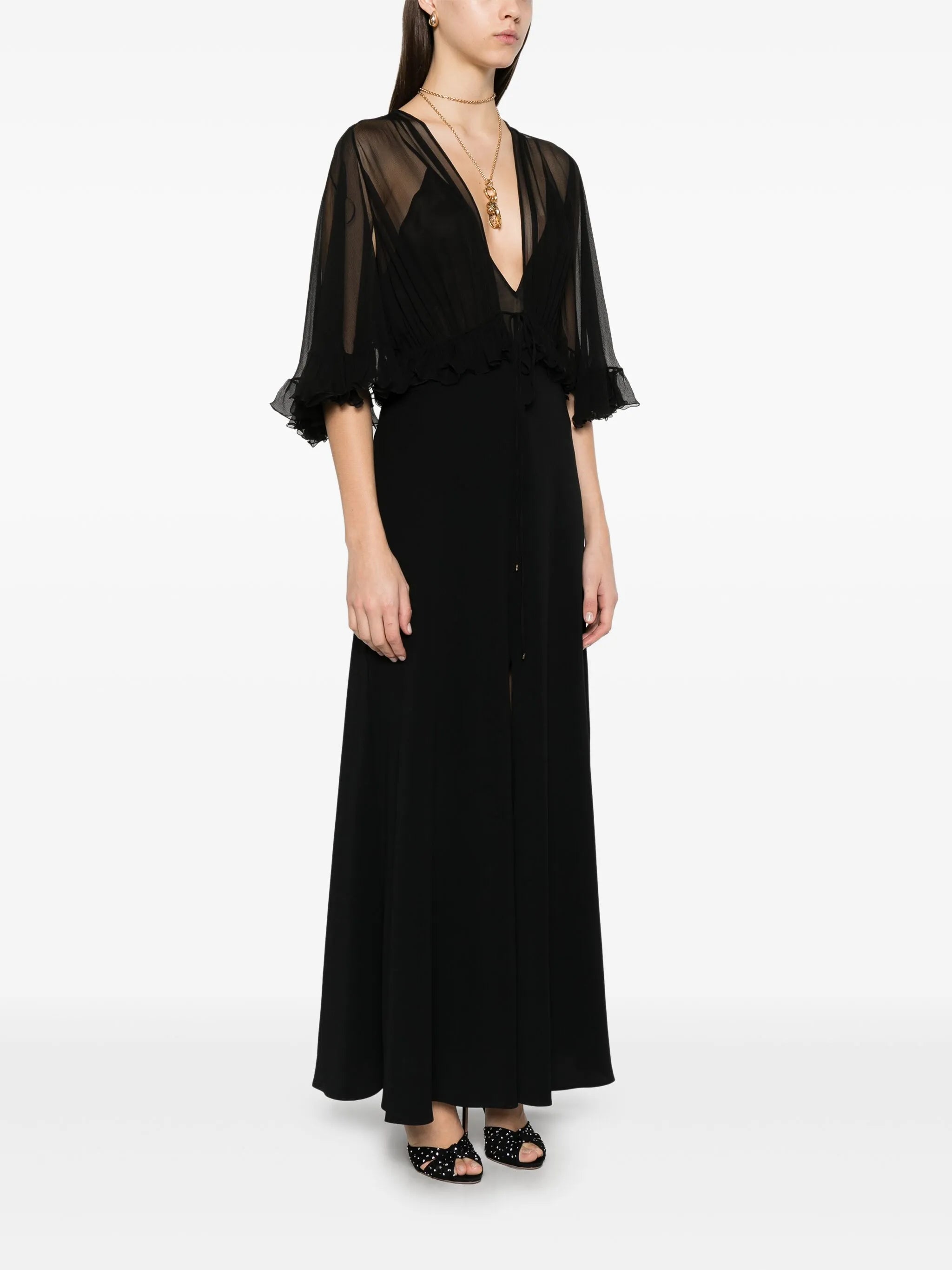 V-neck crepe maxi dress