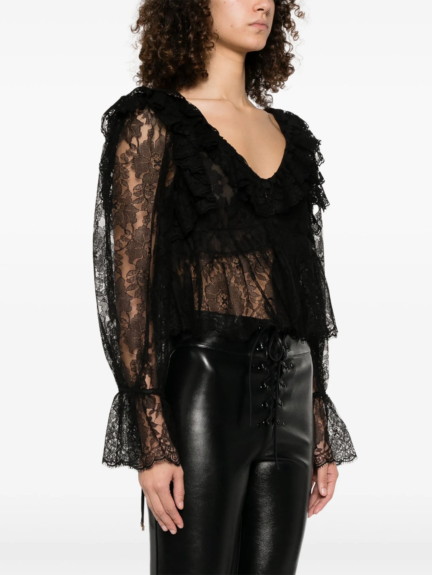 V-neck lace crop top