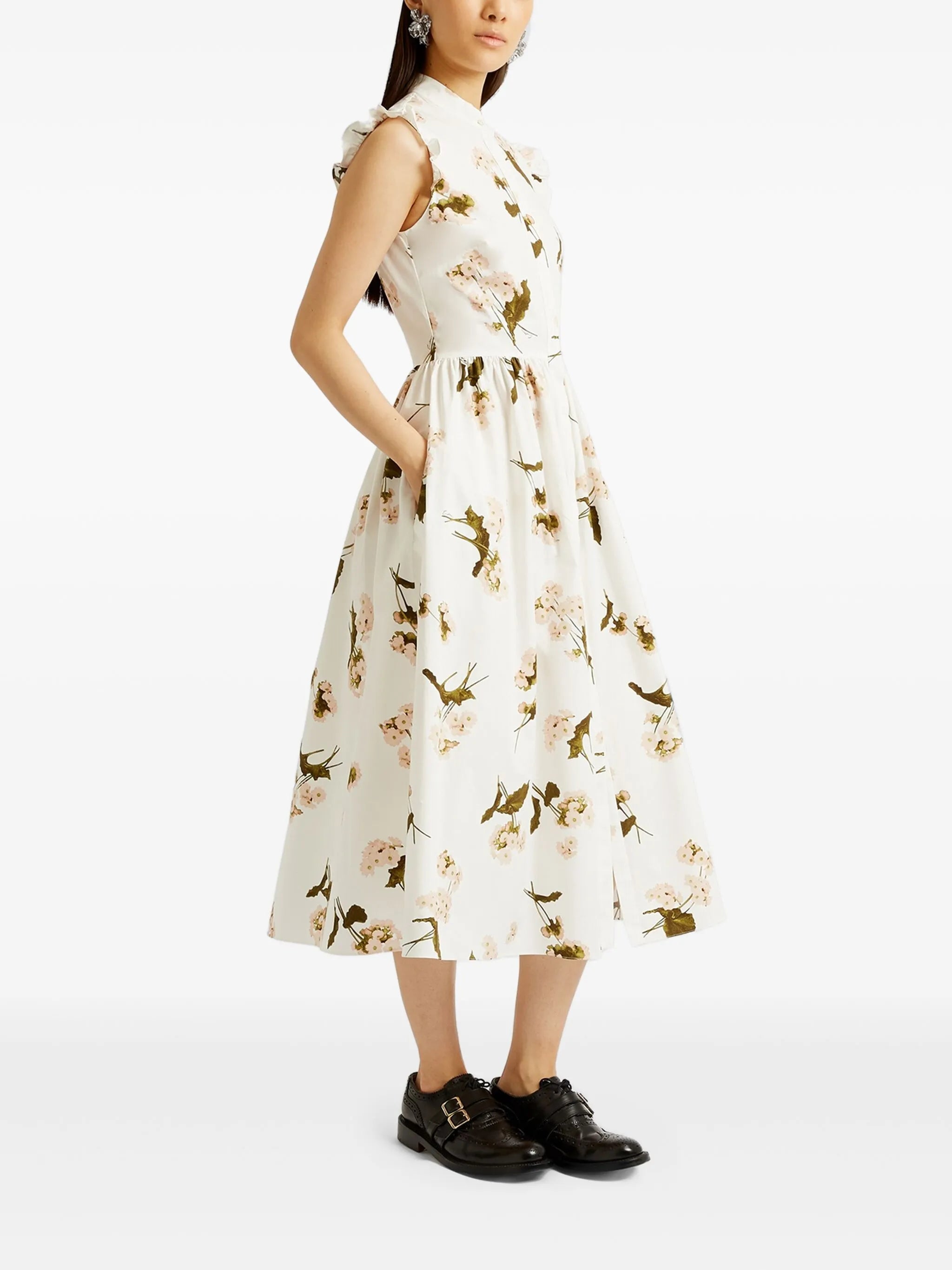 flared sleeves midi dress