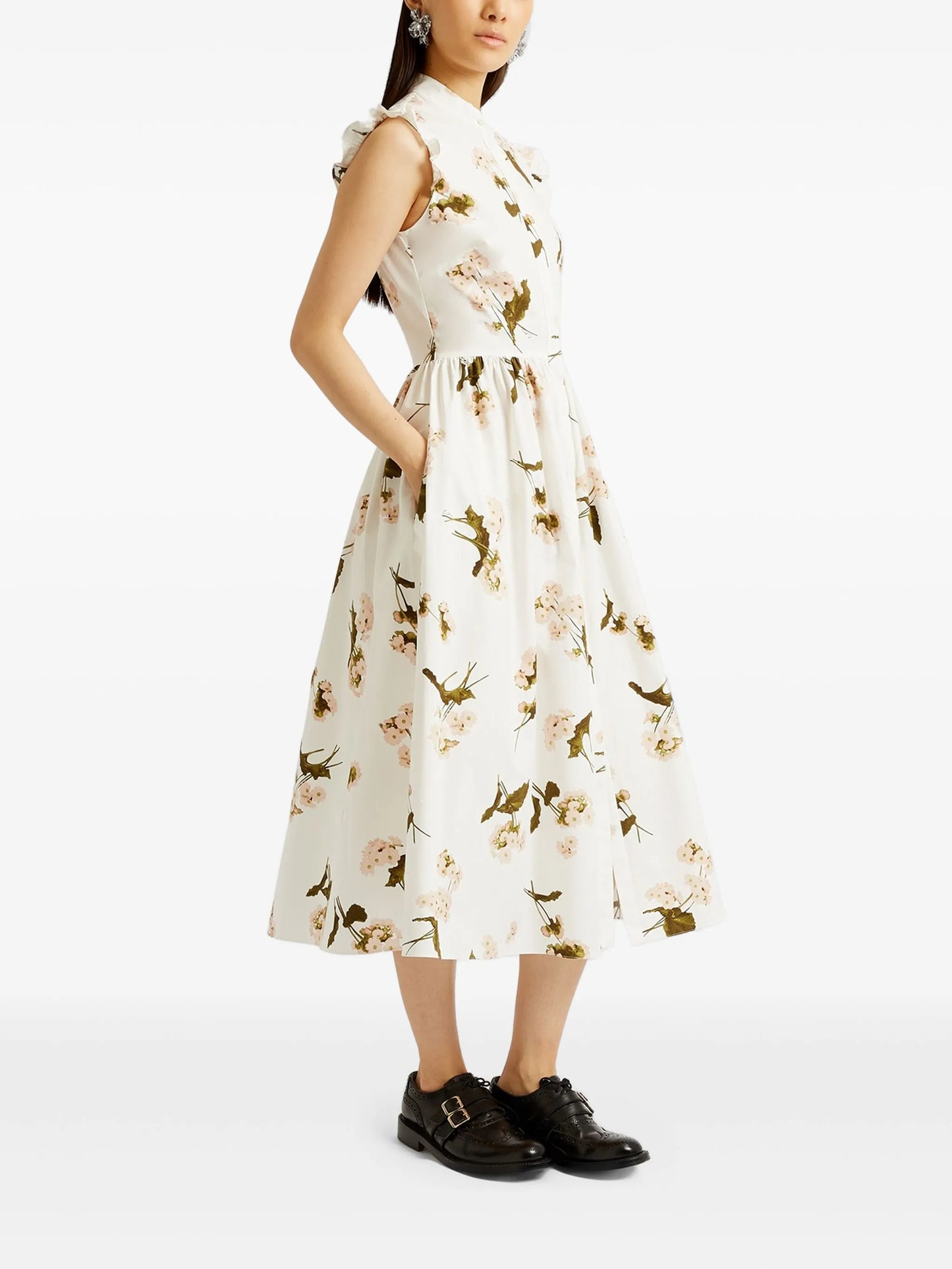 flared sleeves midi dress