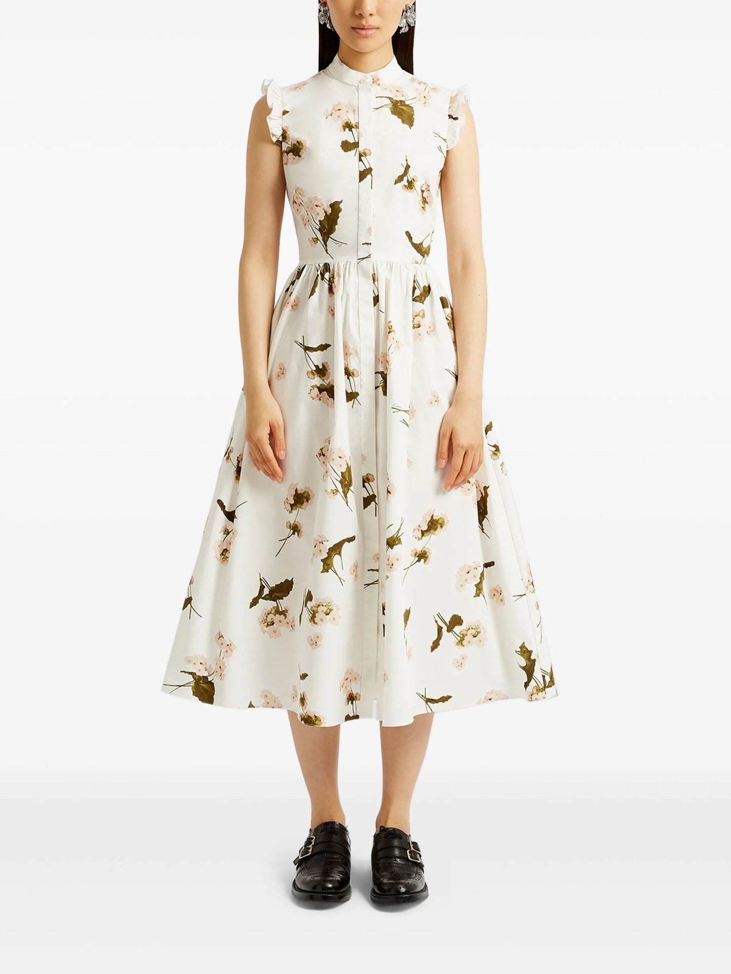 flared sleeves midi dress