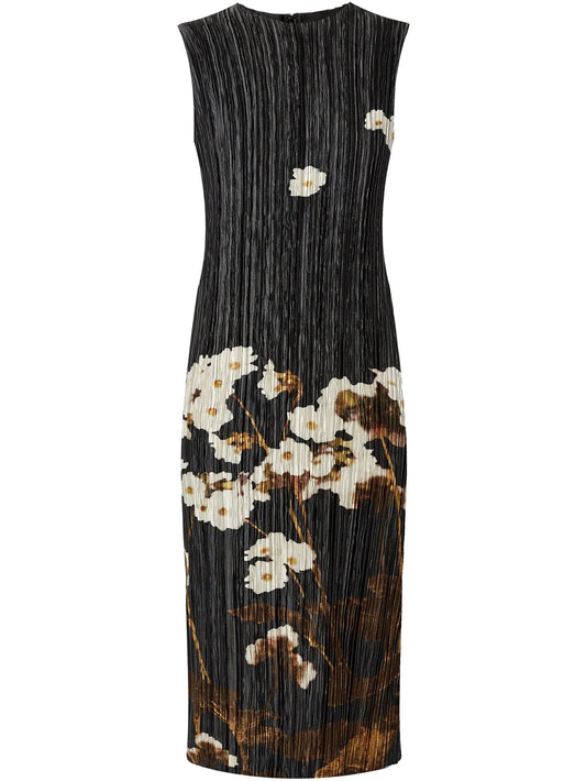 pleated midi dress