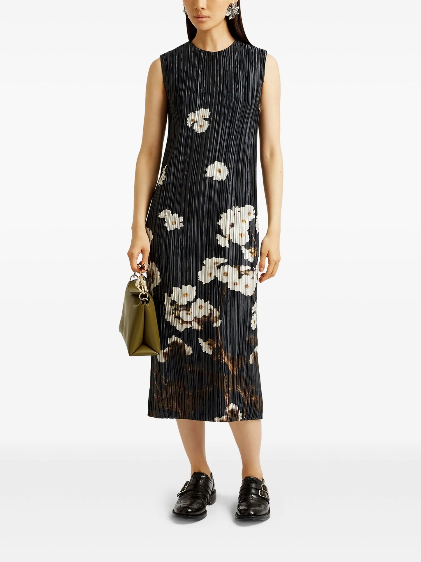 pleated midi dress