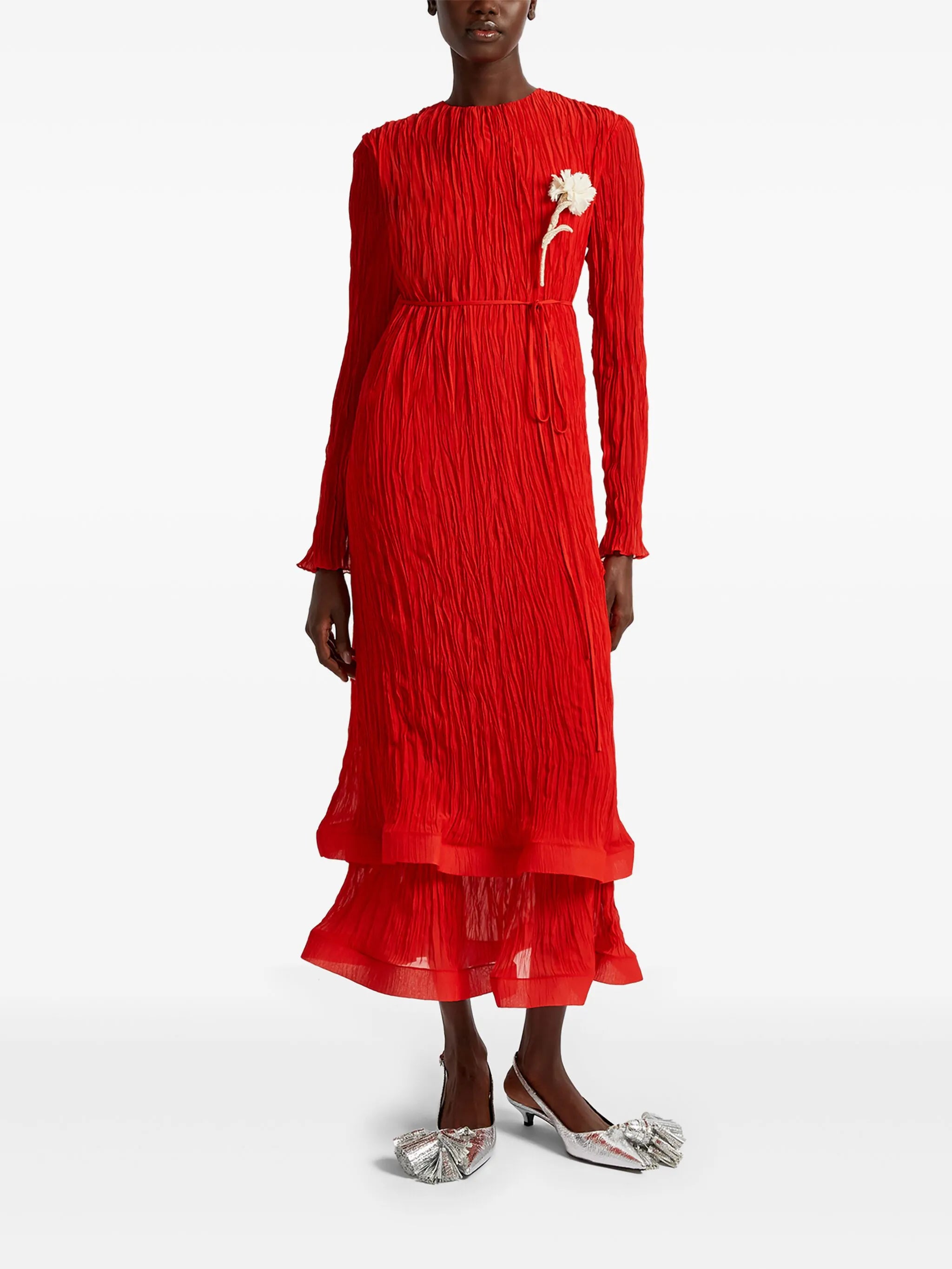 long-sleeve midi dress